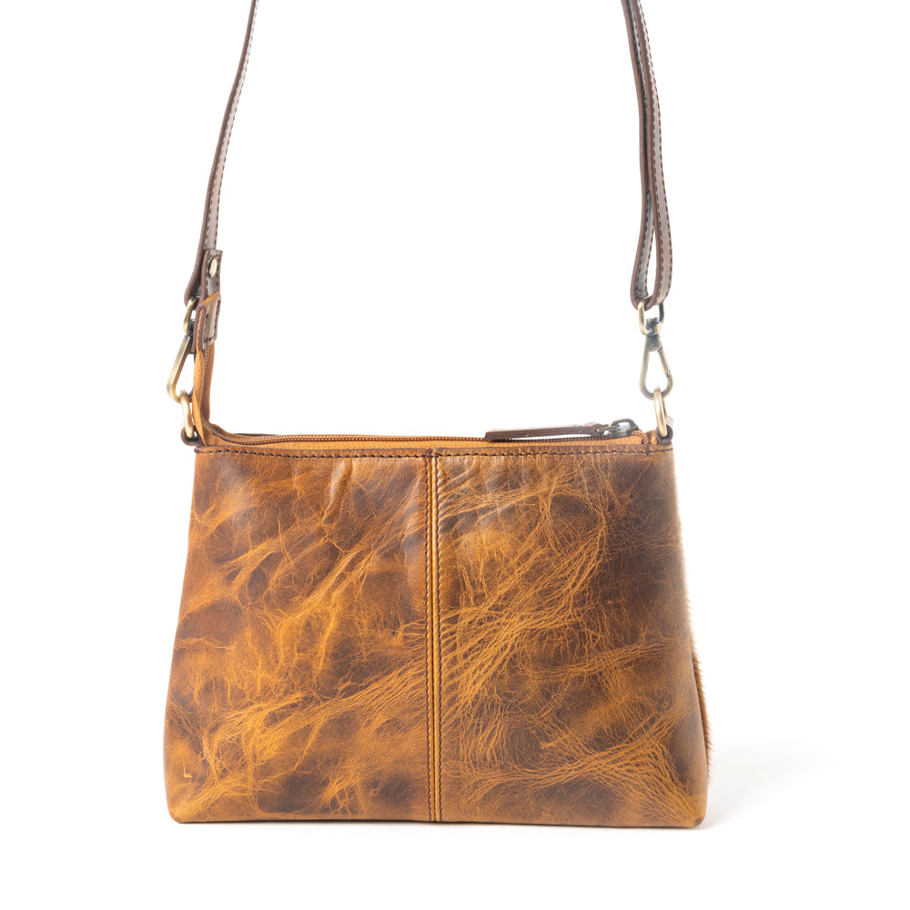 Myra Santa Fe Bloom Handtooled Bag in Rustic Hide & Ivory
