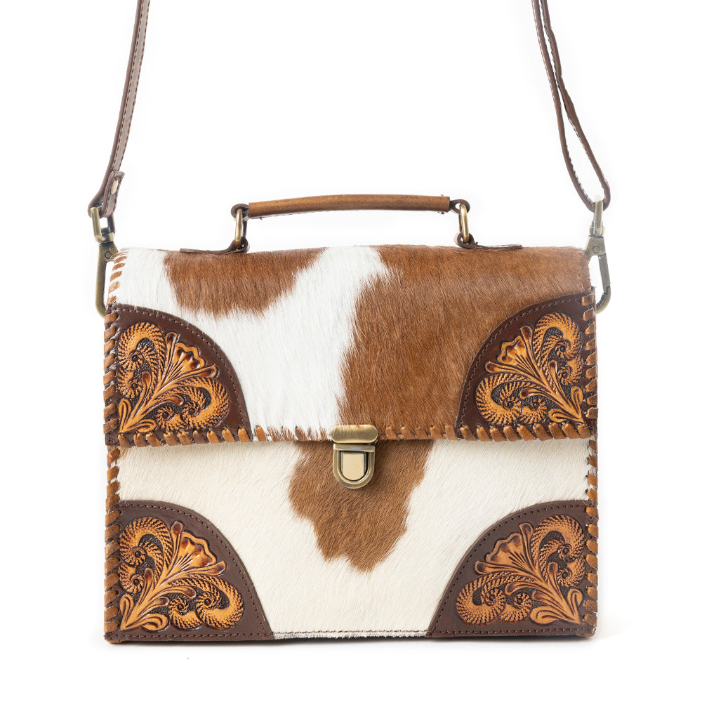 Myra Dakota Dusk Handtooled Bag in Saddle Dust & Moonlight