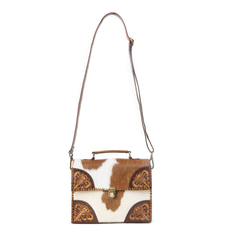 Myra Dakota Dusk Handtooled Bag in Saddle Dust & Moonlight