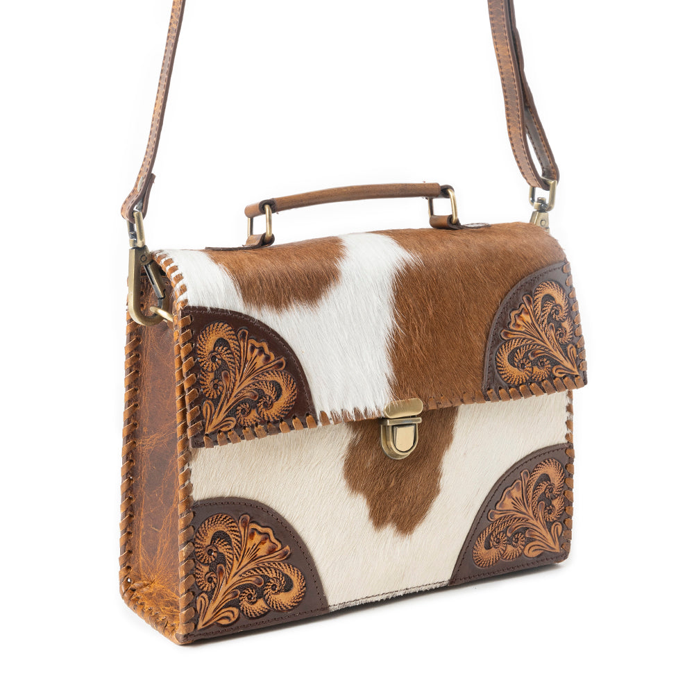 Myra Dakota Dusk Handtooled Bag in Saddle Dust & Moonlight