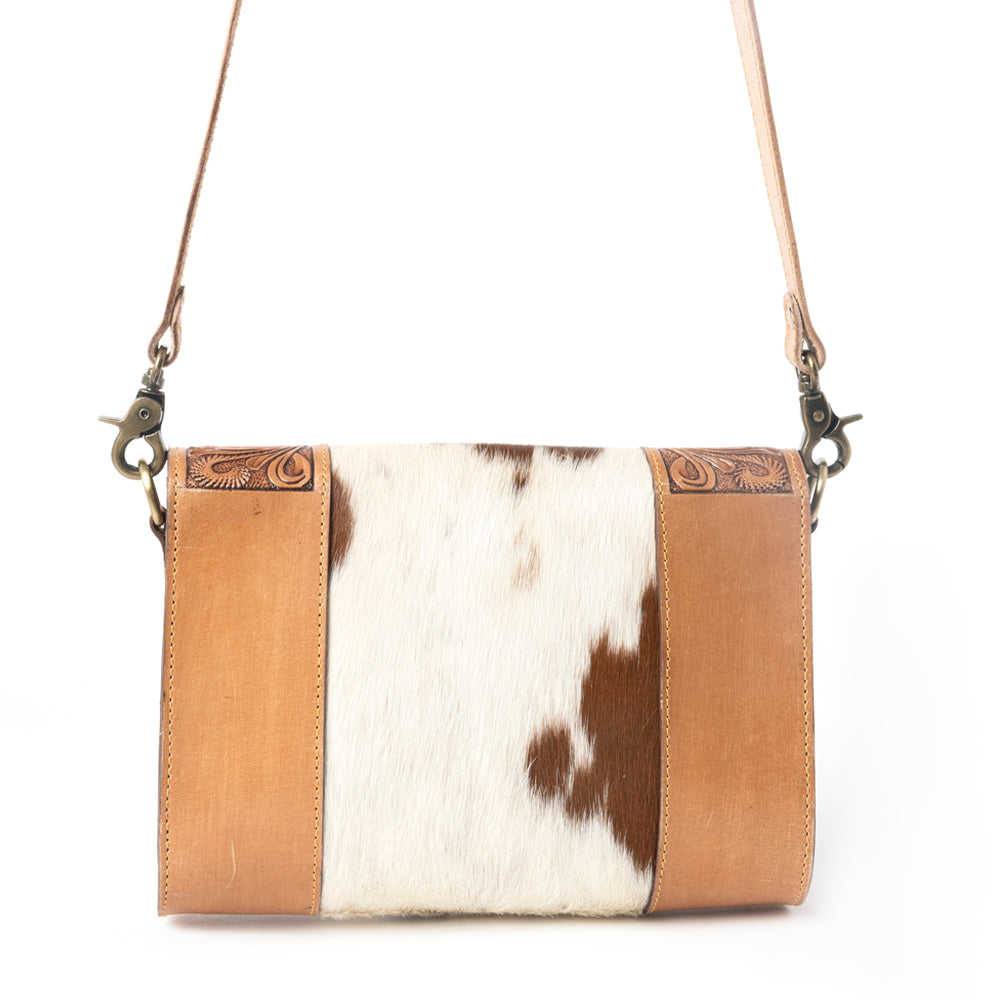 Myra Copper Charm Handtooled Bag in Earthen Hide & Whisper White