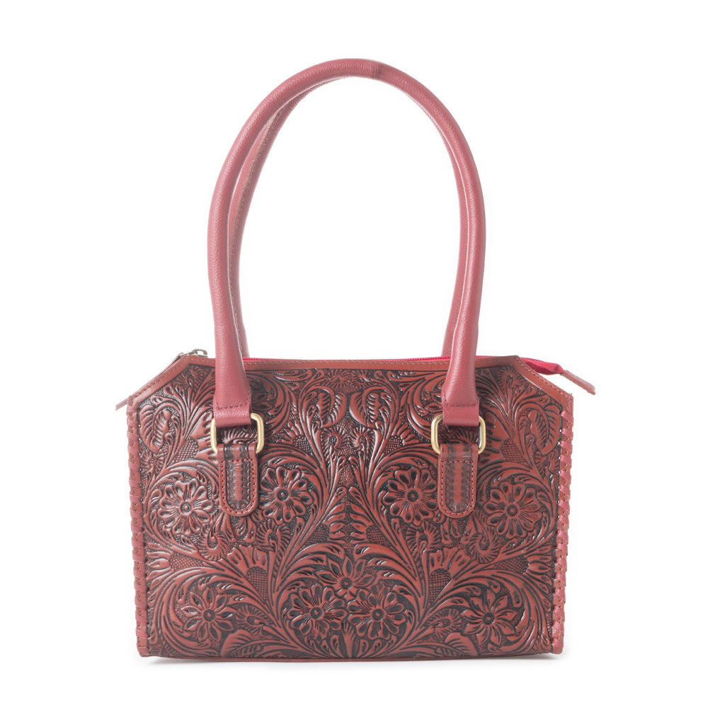 Myra Midnight Grace Handtooled Leather Bag in Red