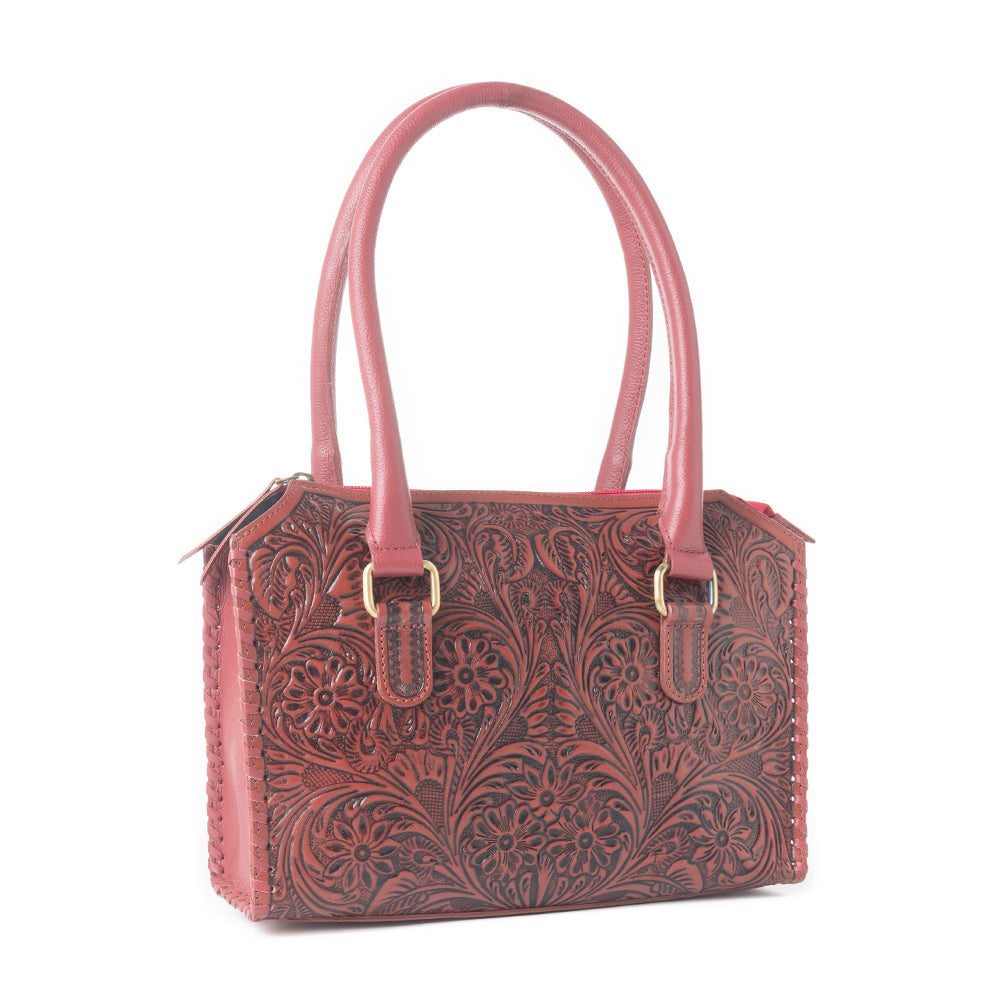 Myra Midnight Grace Handtooled Leather Bag in Red