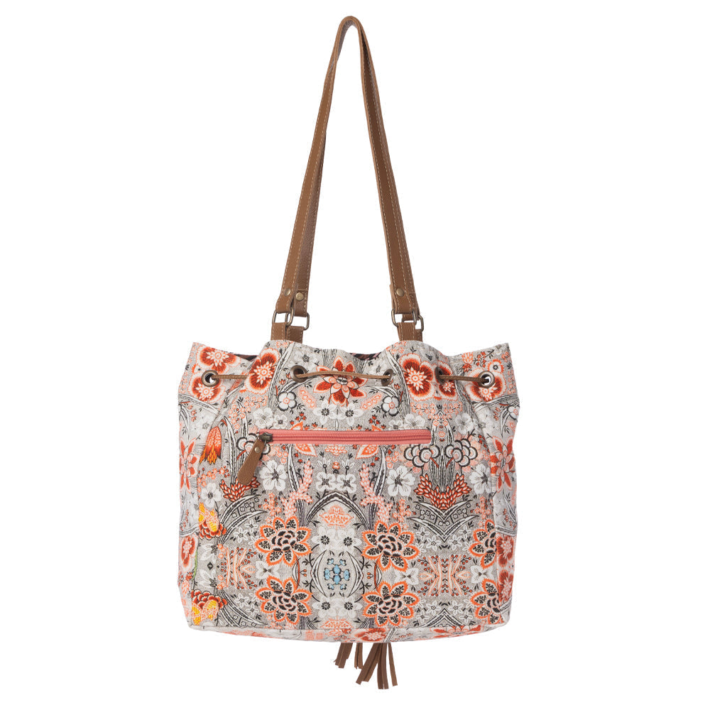 Myra Southern Bloom Cotton & Leather Bucket Bag in Clay Blossom