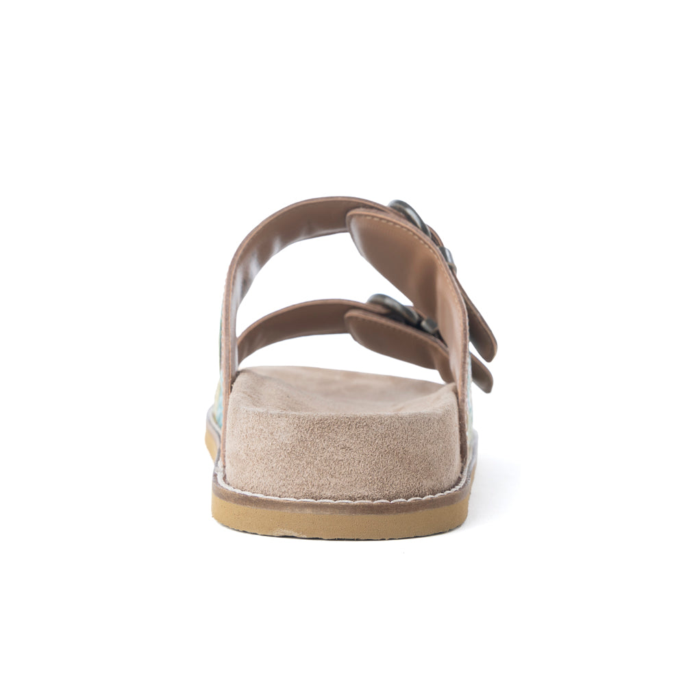 Myra Rio Verde Handtooled Leather Sandals in Agave Blue