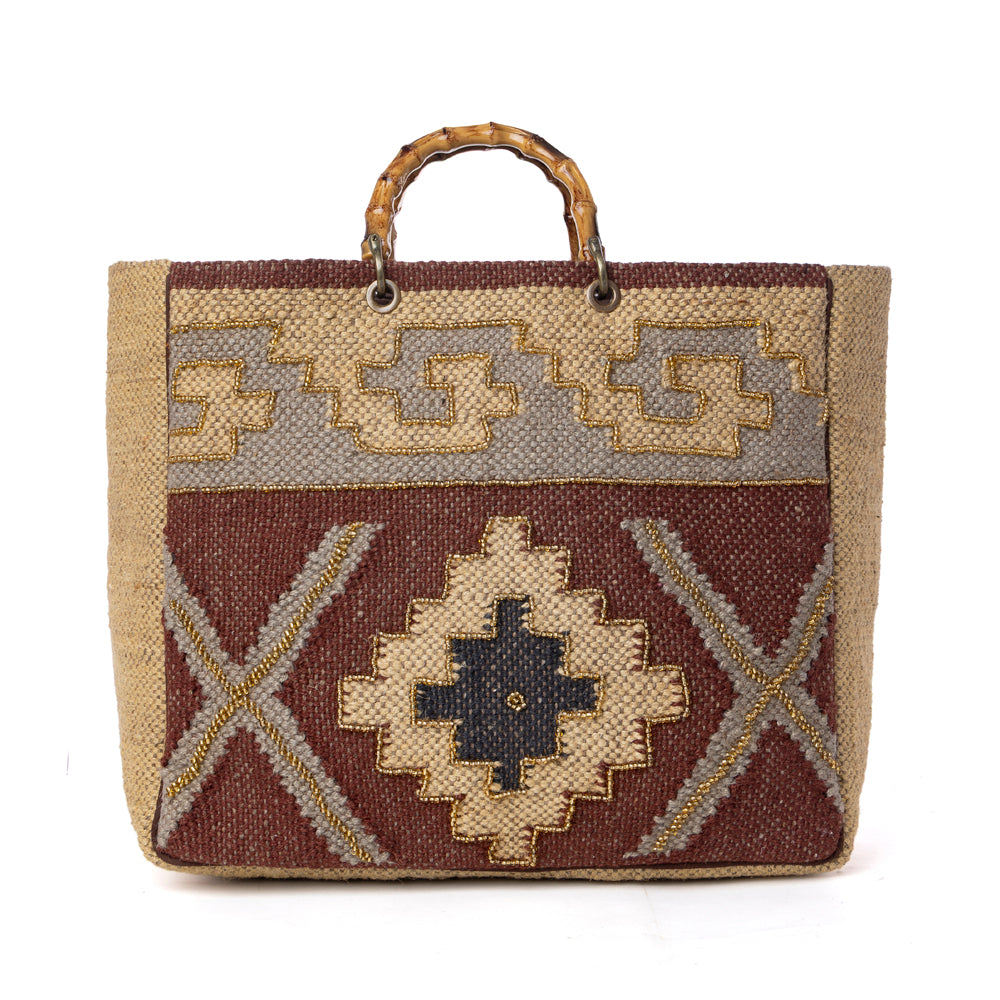 Myra Desert Loom Jute Weekender Bag in Saffron Dune