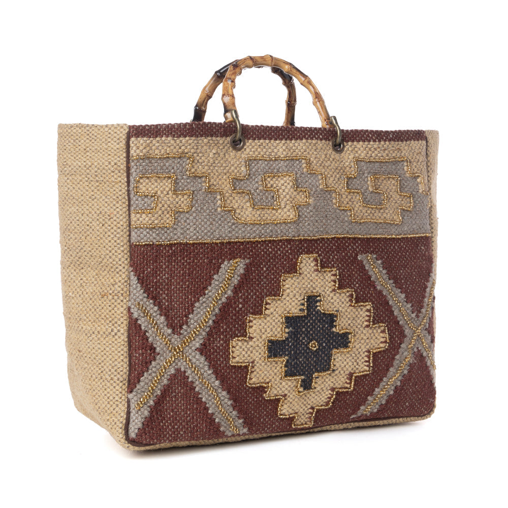 Myra Desert Loom Jute Weekender Bag in Saffron Dune