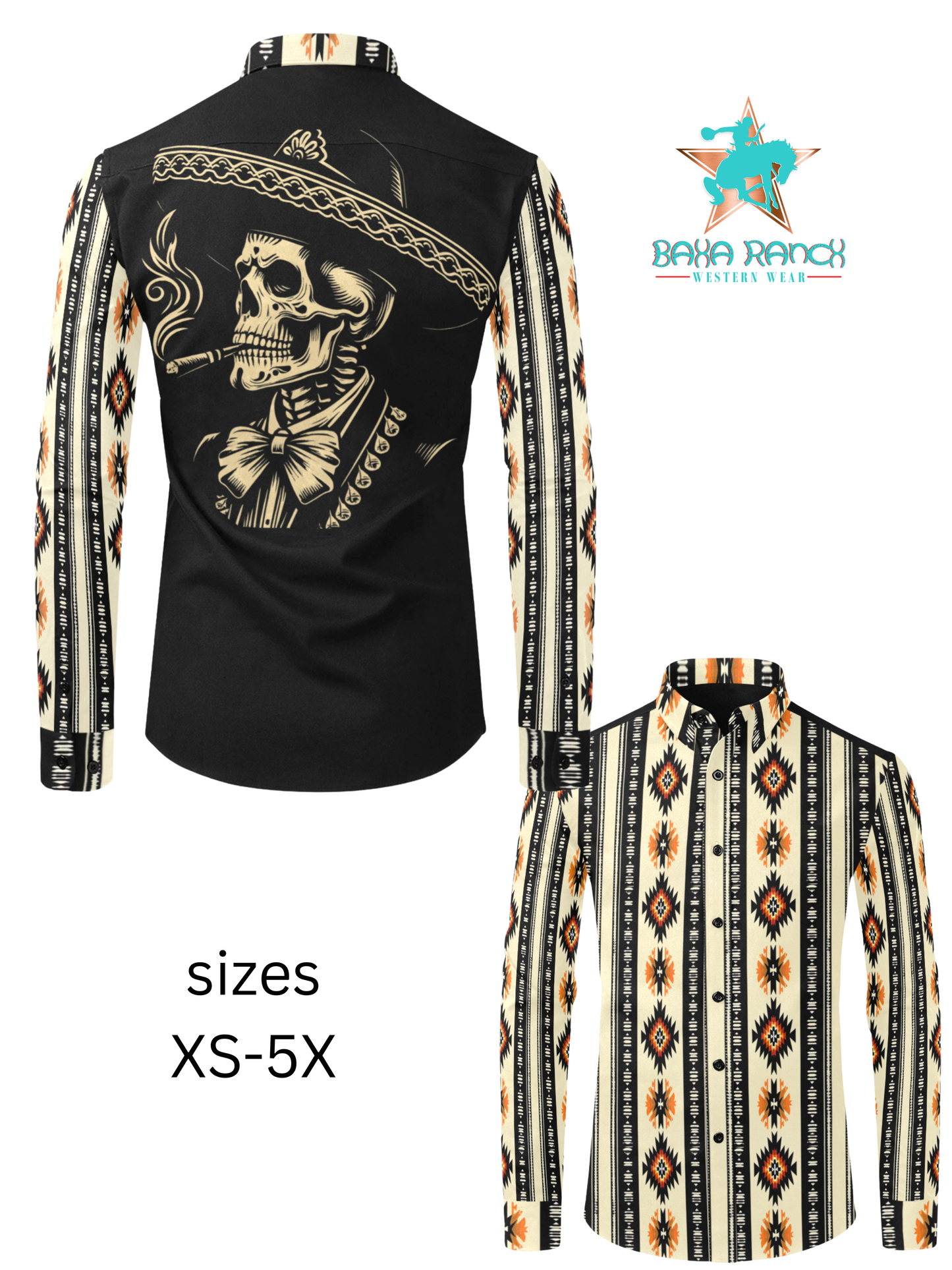 Colores De Mexico Mariachi Aztec Button Up Shirt