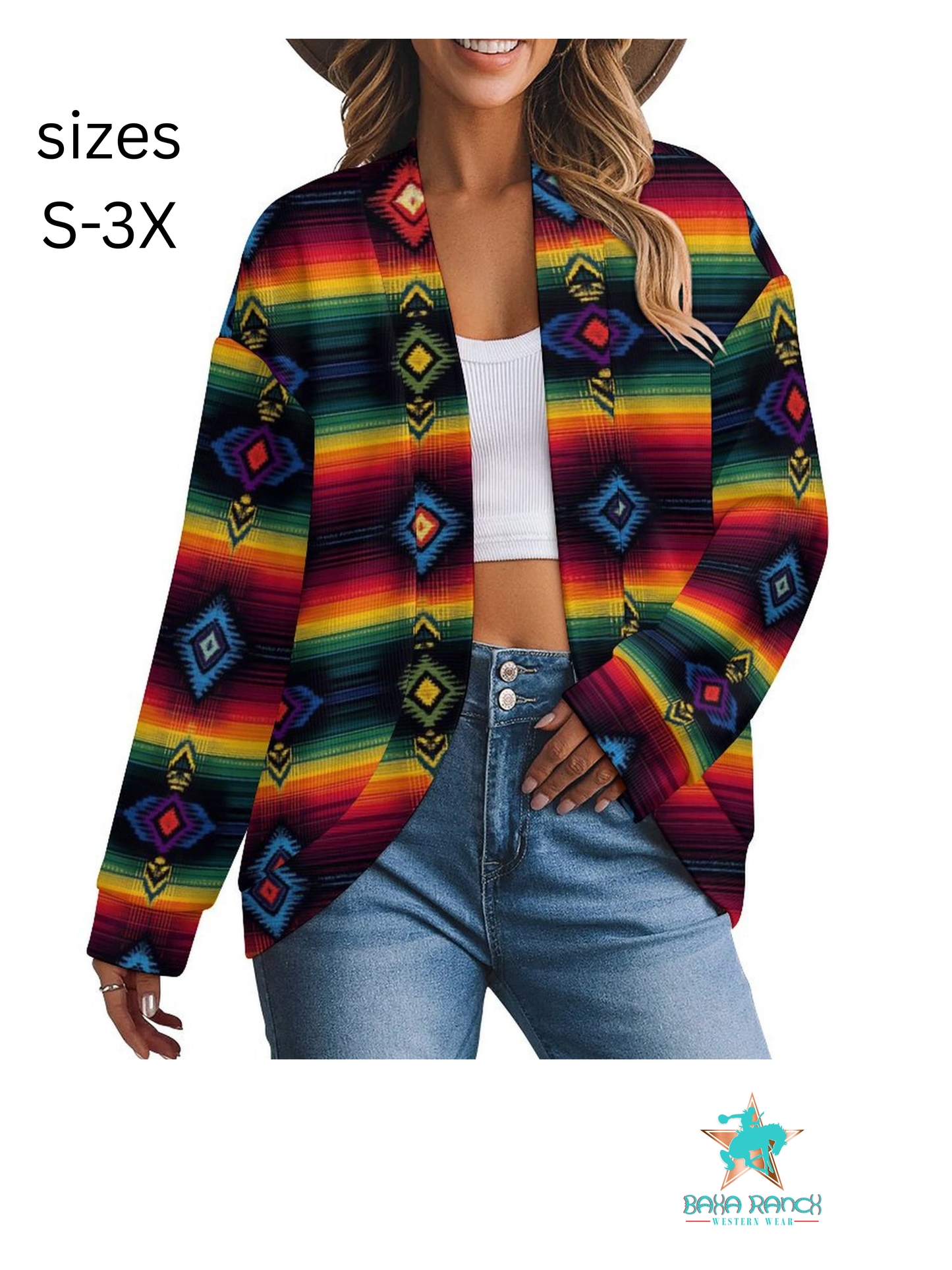 Colores de Mexico Serape Drop Shoulder Cardigan