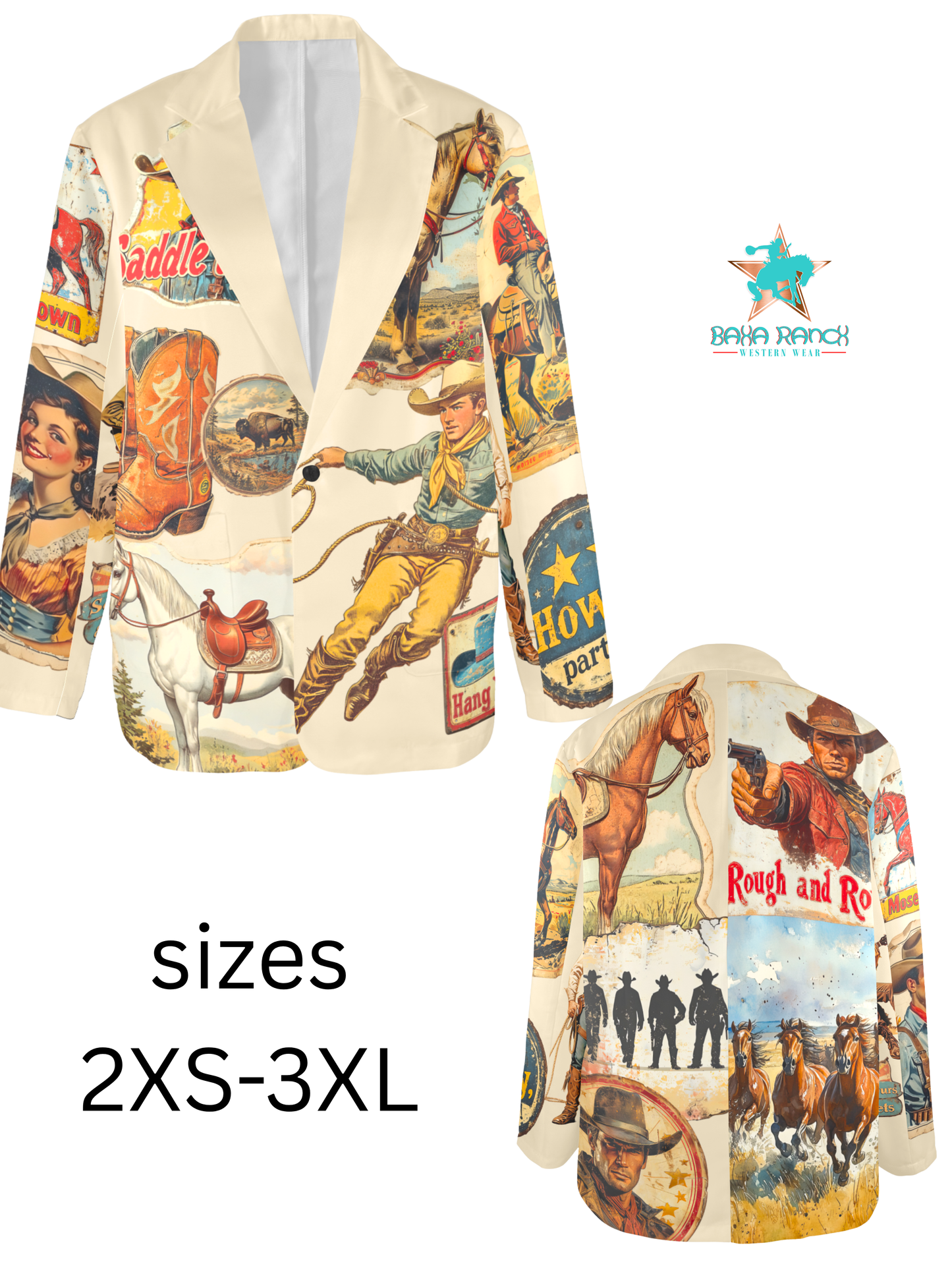 Old West Cowboy Western Cowgirl Vintage Retro Women's Blazer