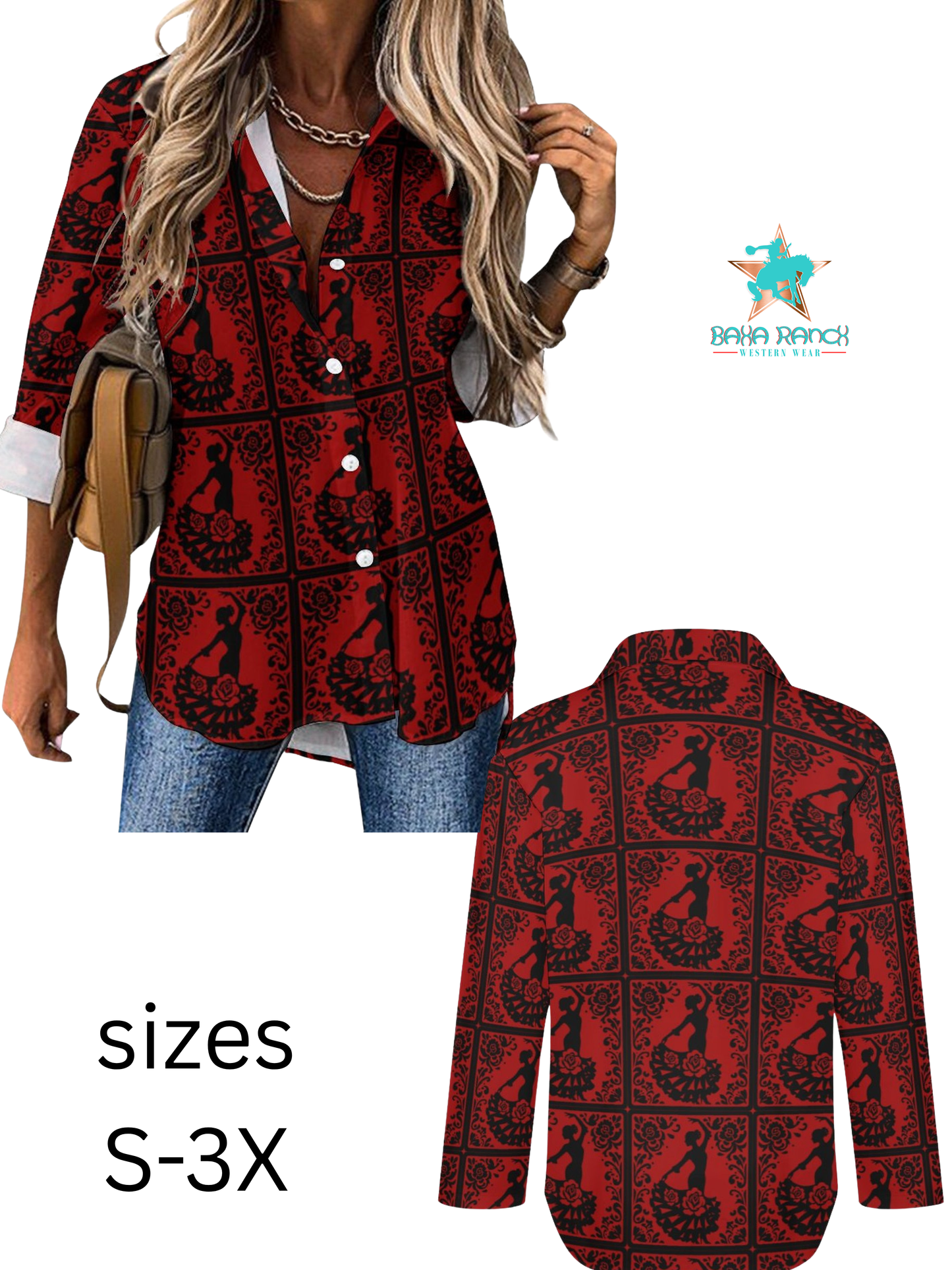 Colores de Mexico Flamenco Dancer Button Up Shirt