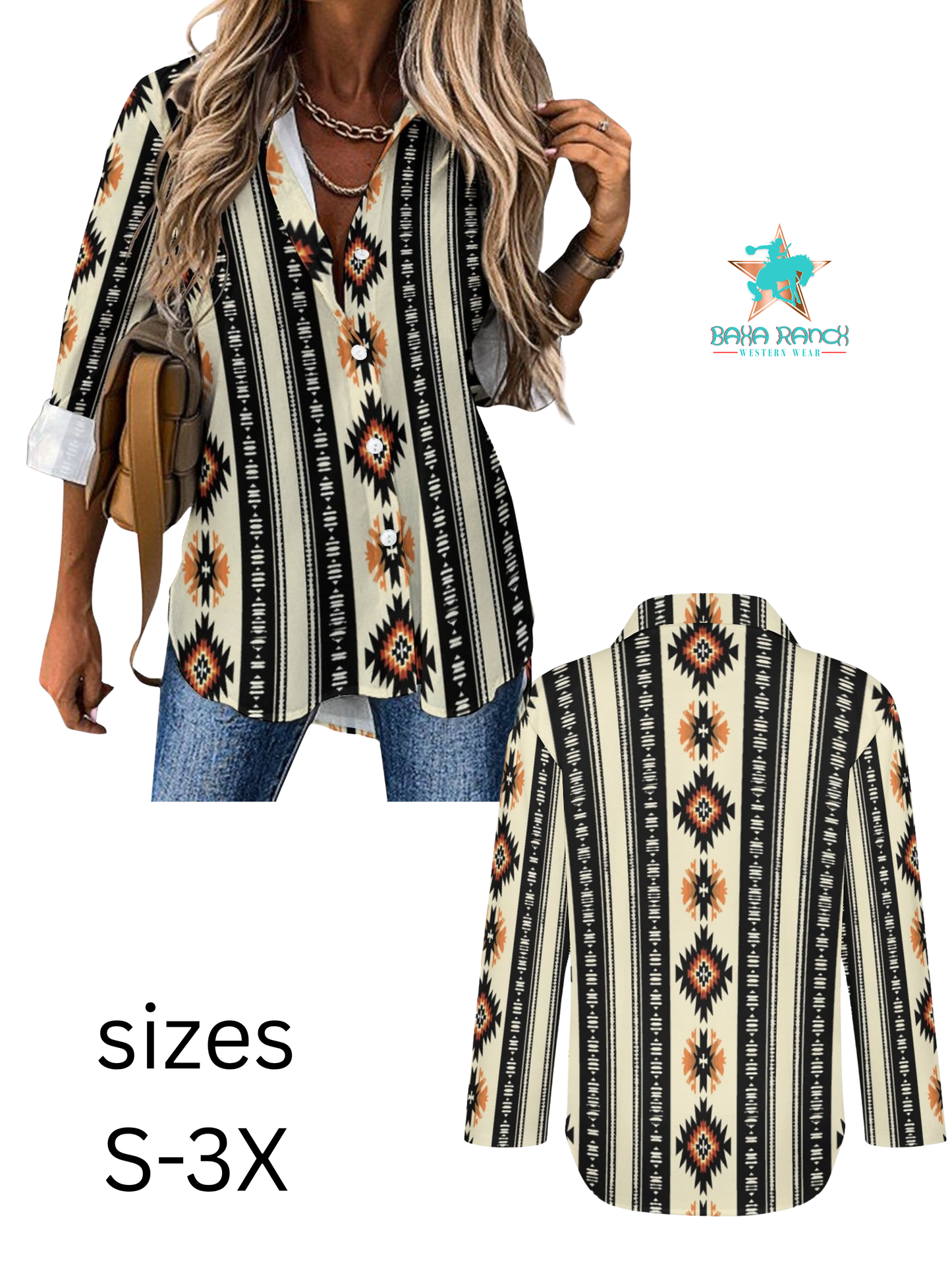 Colores de Mexico Southwestern Aztec Button Up Shirt