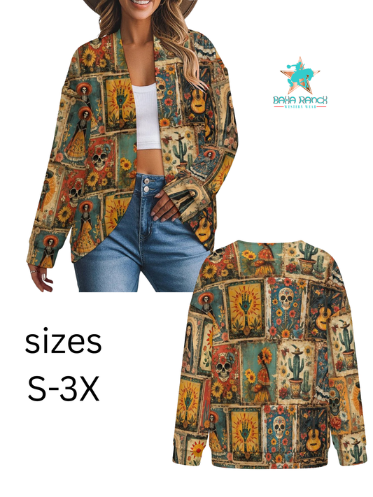 Dia de las Muertes Drop Shoulder Cardigan