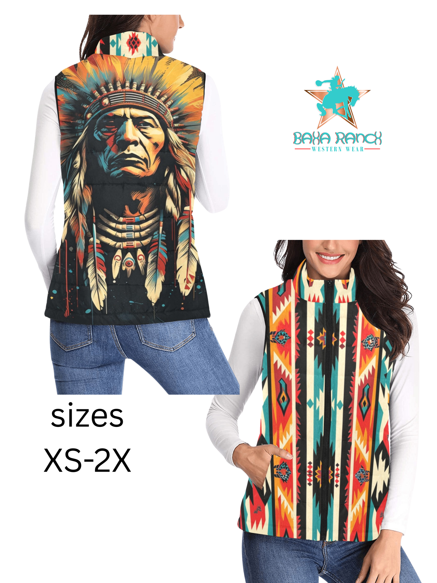 Southwestern Indian Chief Puffy Vest