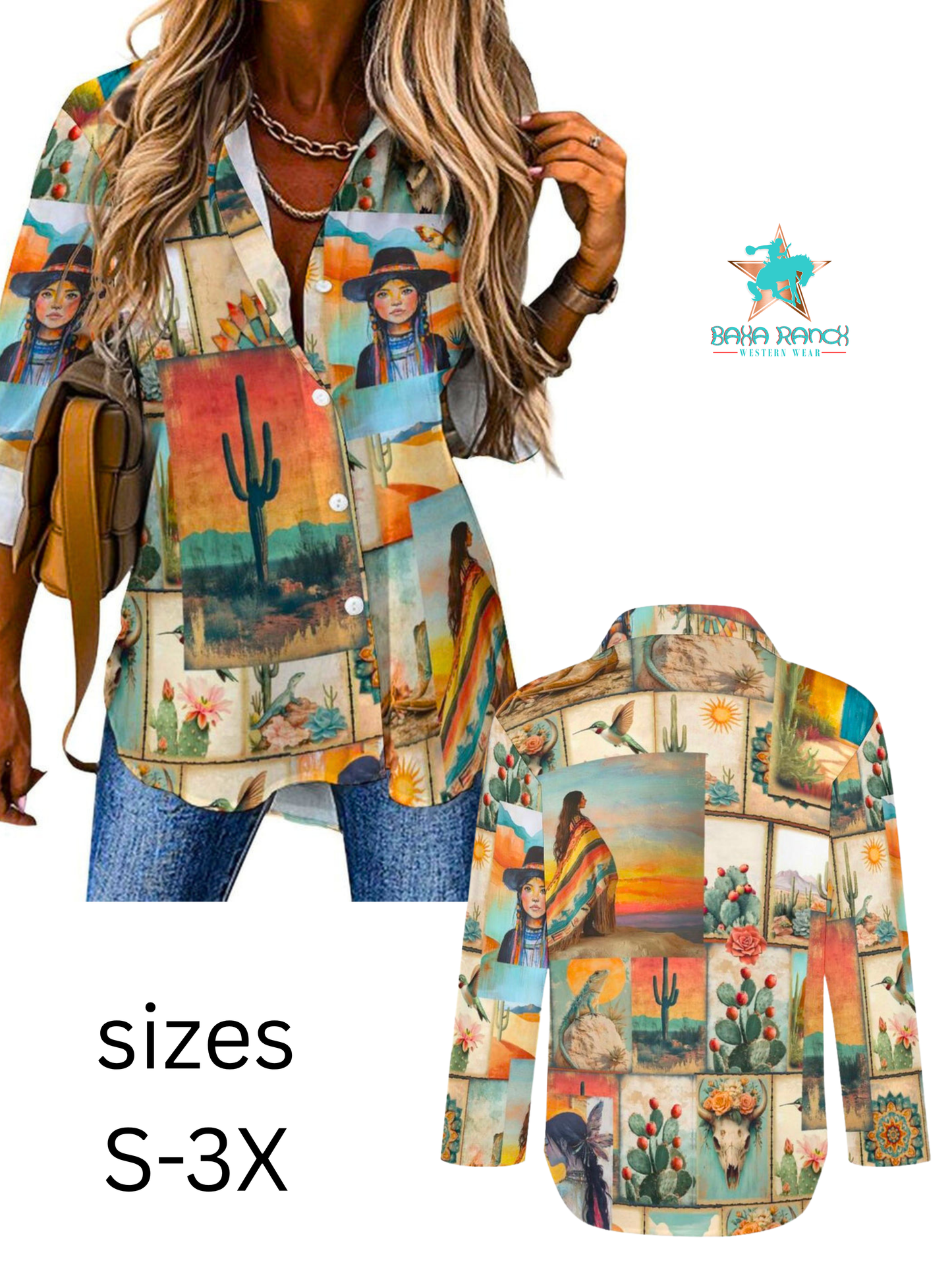 Colores de Mexico Pictures of the Southwest Button up Blouse