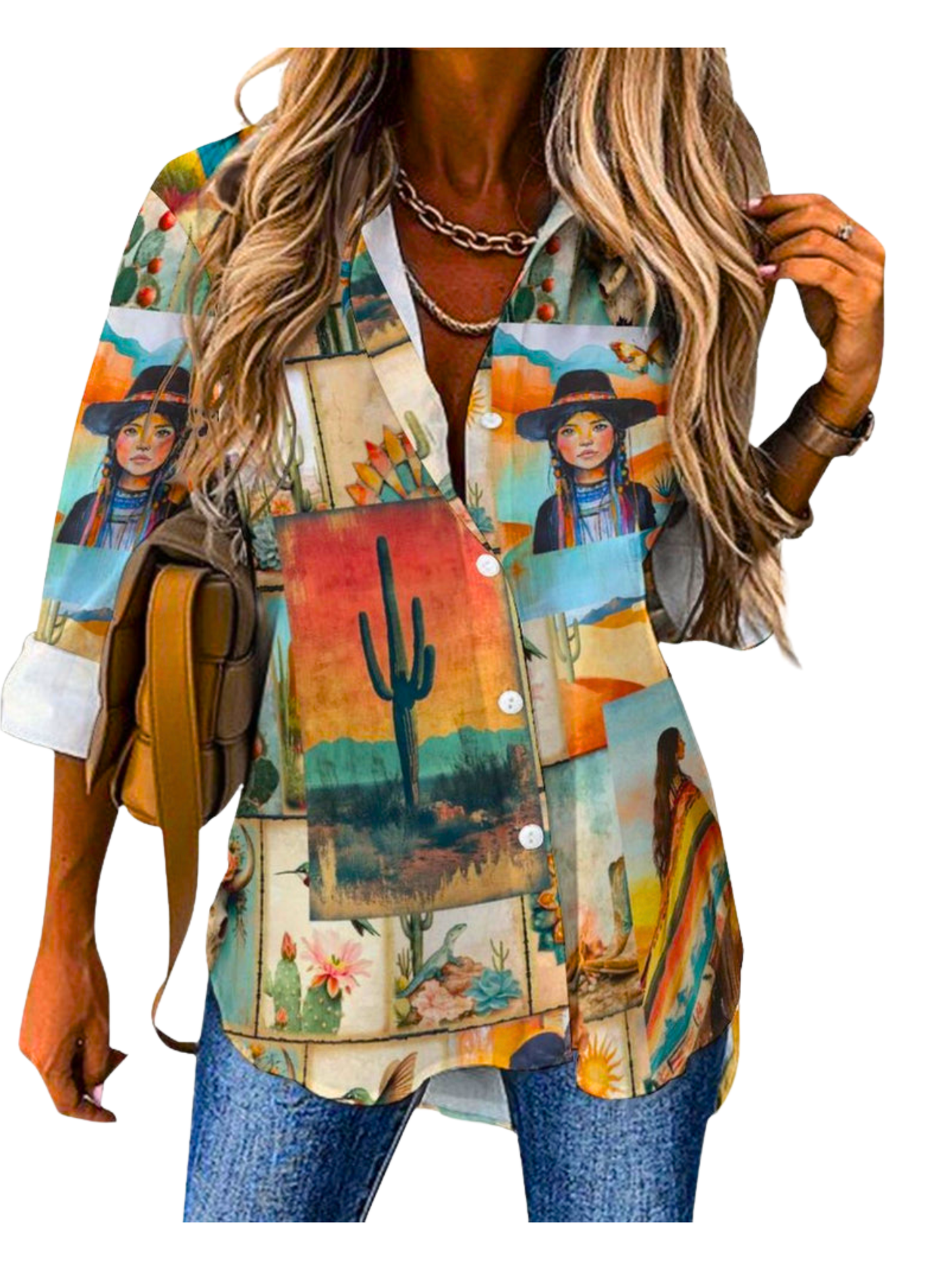 Colores de Mexico Pictures of the Southwest Button up Blouse