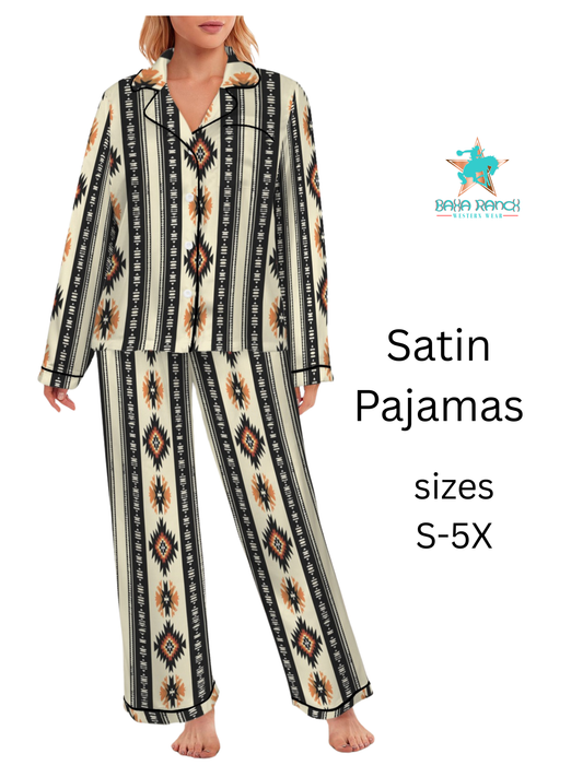 Colores de Mexico Southwestern Aztec Satin pajamas