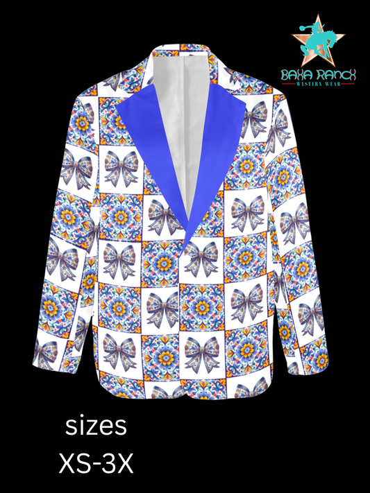 Blue Bow Talavera Floral Blazer