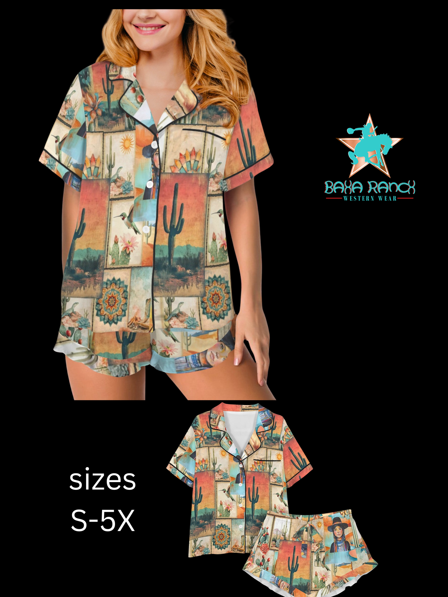 Colores de Mexico Pictures of the Southwest Satin Pajamas