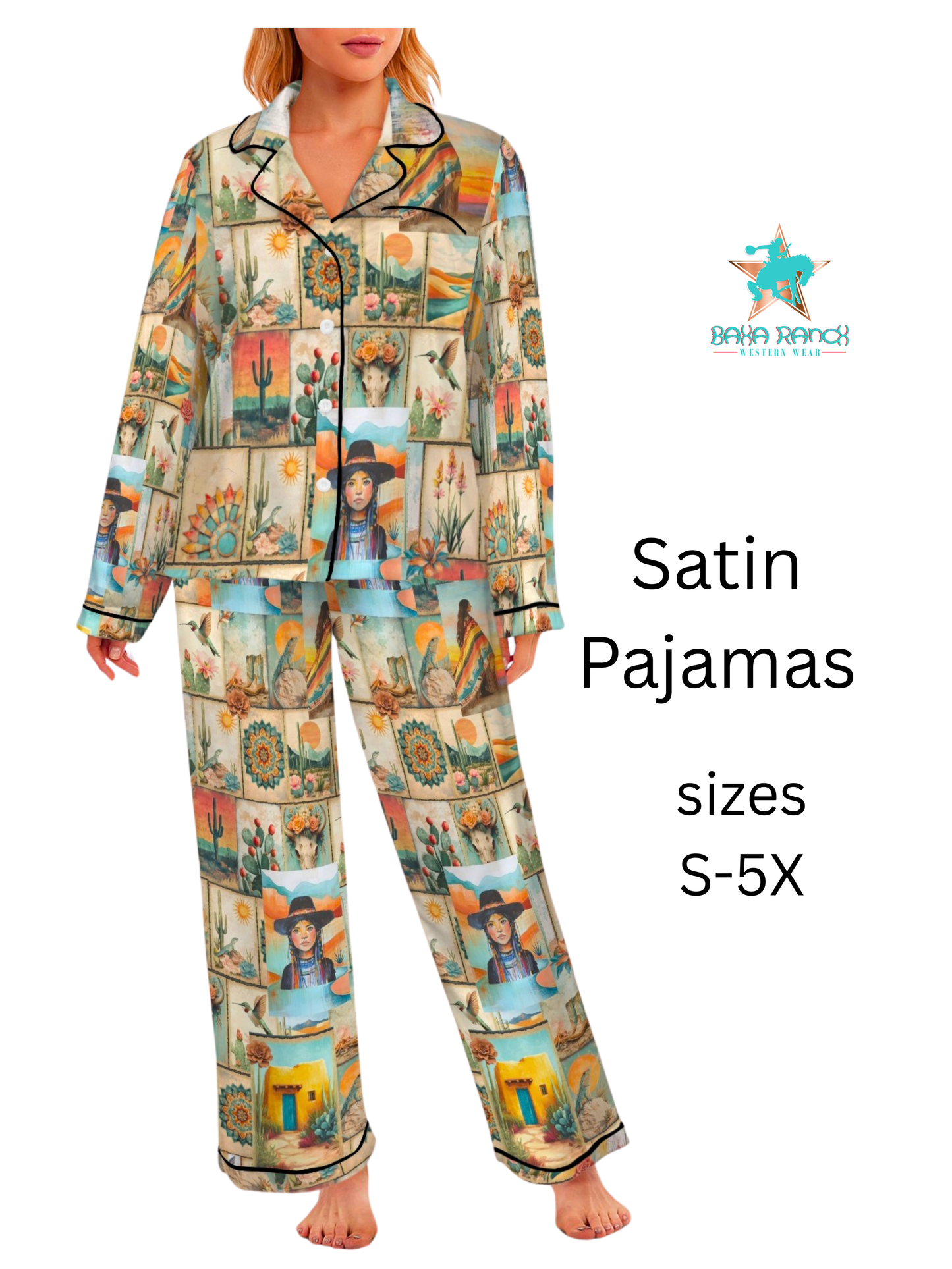 Colores de Mexico Pictures of the Southwest Satin Pajamas
