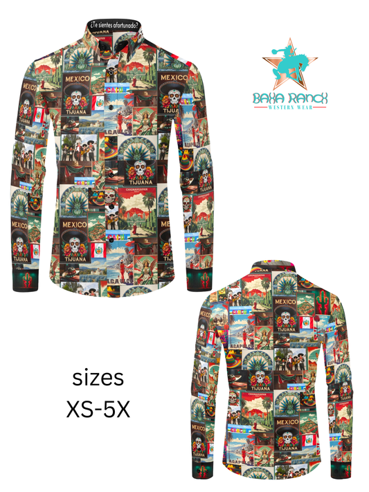 Colores de Mexico Destination Mexico Button Up Shirt