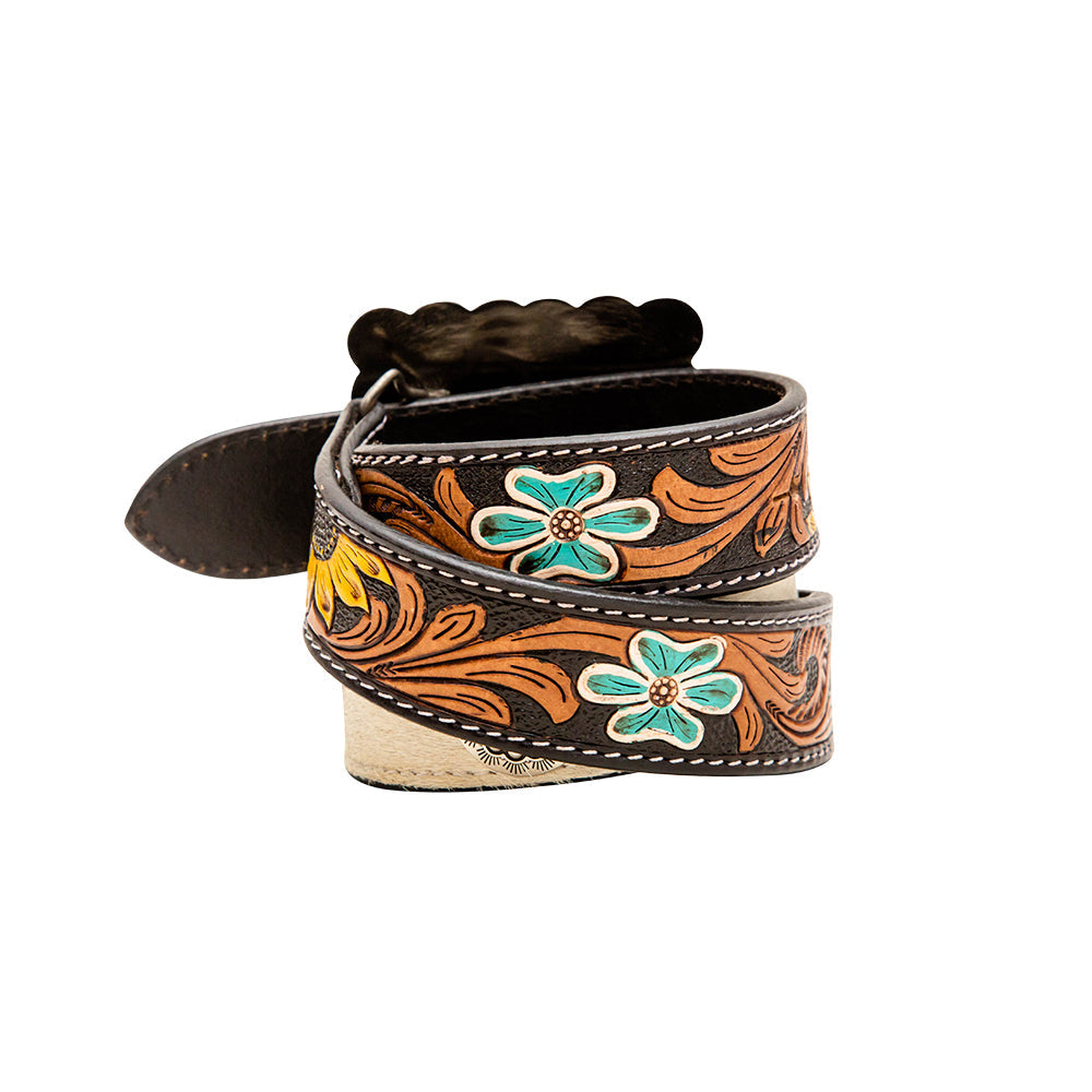 Myra Klepto Hand-Tooled Concho Hair on Hide Women's Belt