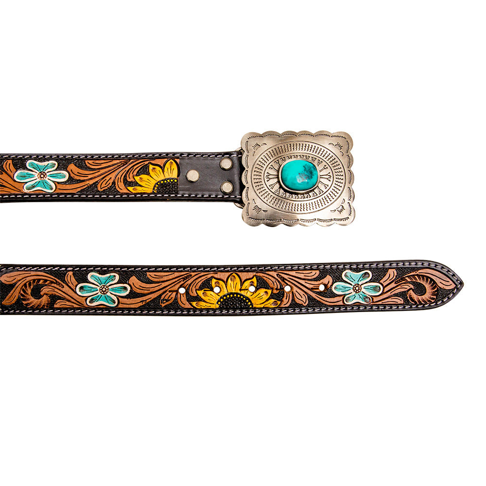 Myra Klepto Hand-Tooled Concho Hair on Hide Women's Belt