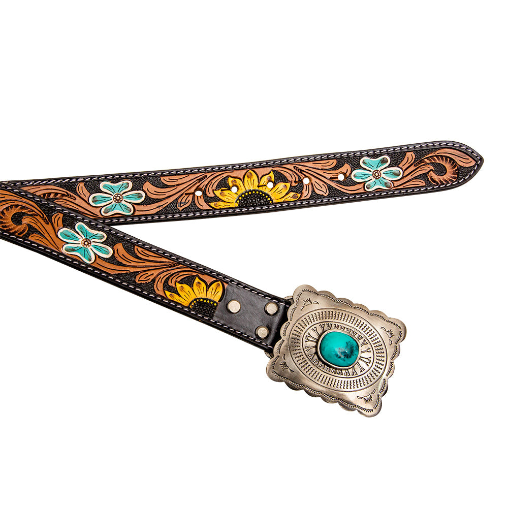 Myra Klepto Hand-Tooled Concho Hair on Hide Women's Belt