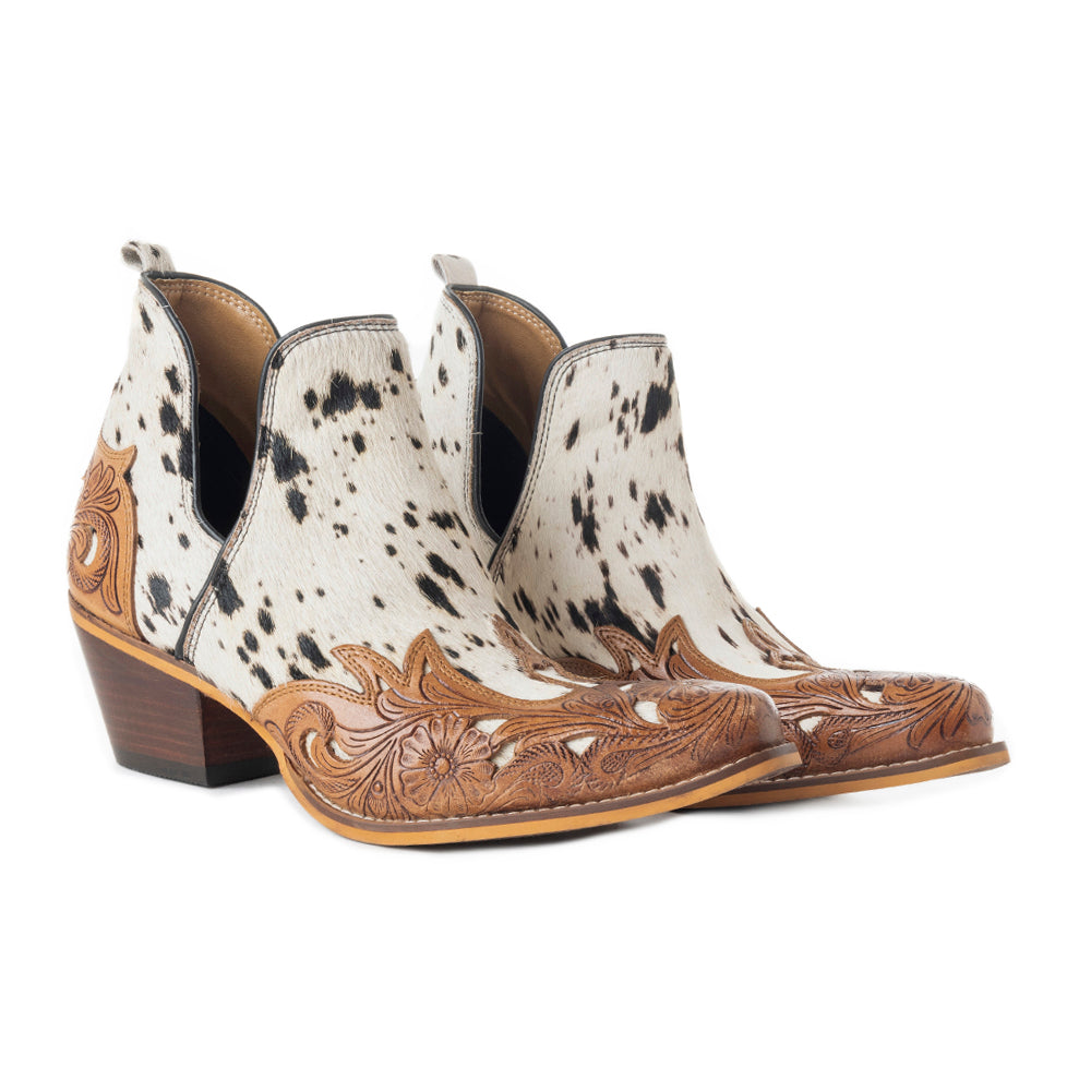 Myra West Street Western Hand-Tooled Booties
