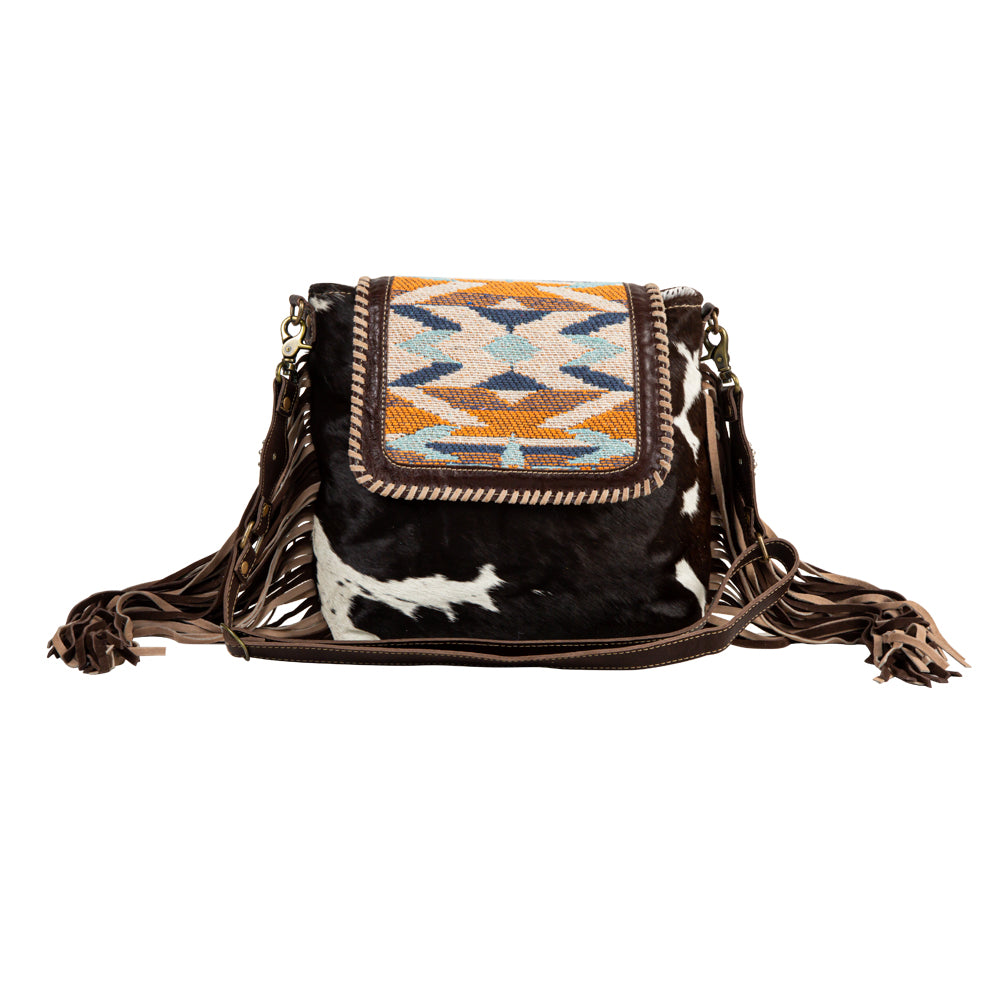 Myra Sun Serape Fringed Leather Hairon Bag