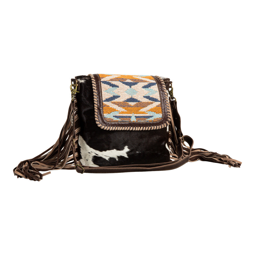 Myra Sun Serape Fringed Leather Hairon Bag