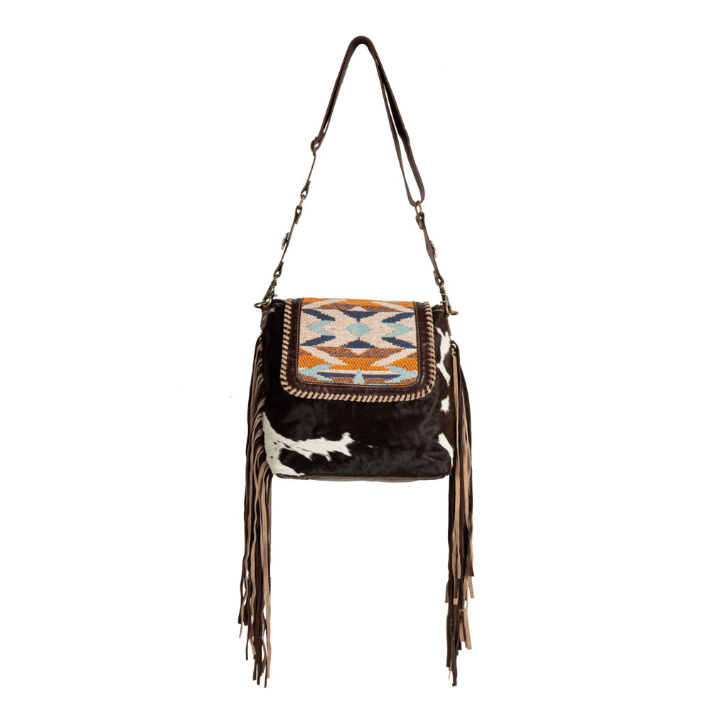 Myra Sun Serape Fringed Leather Hairon Bag