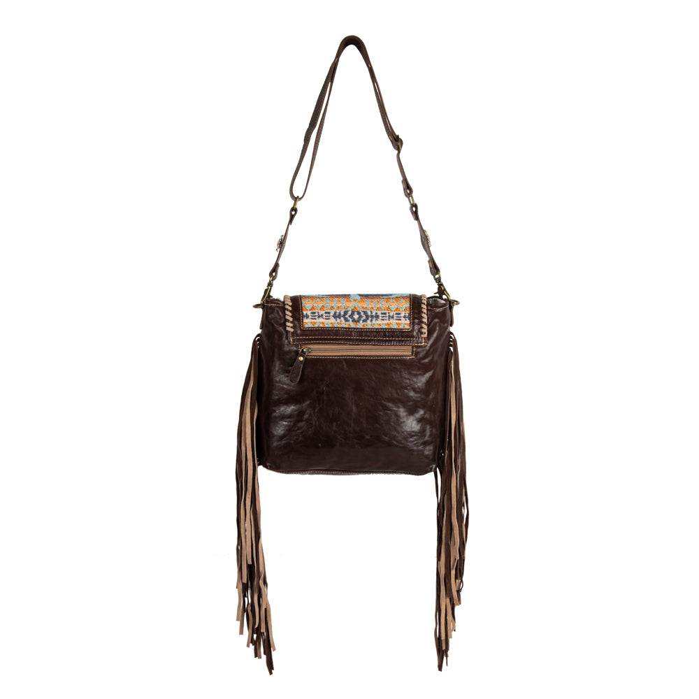 Myra Sun Serape Fringed Leather Hairon Bag