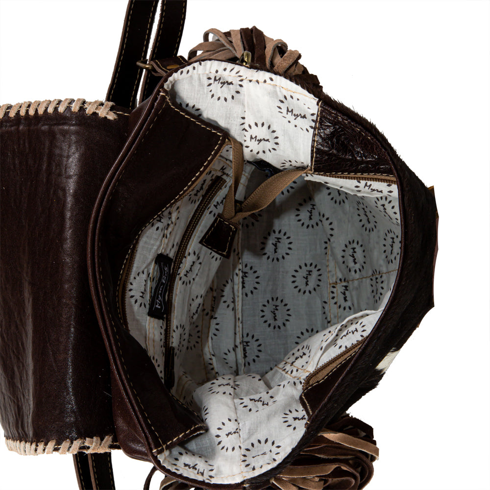 Myra Sun Serape Fringed Leather Hairon Bag