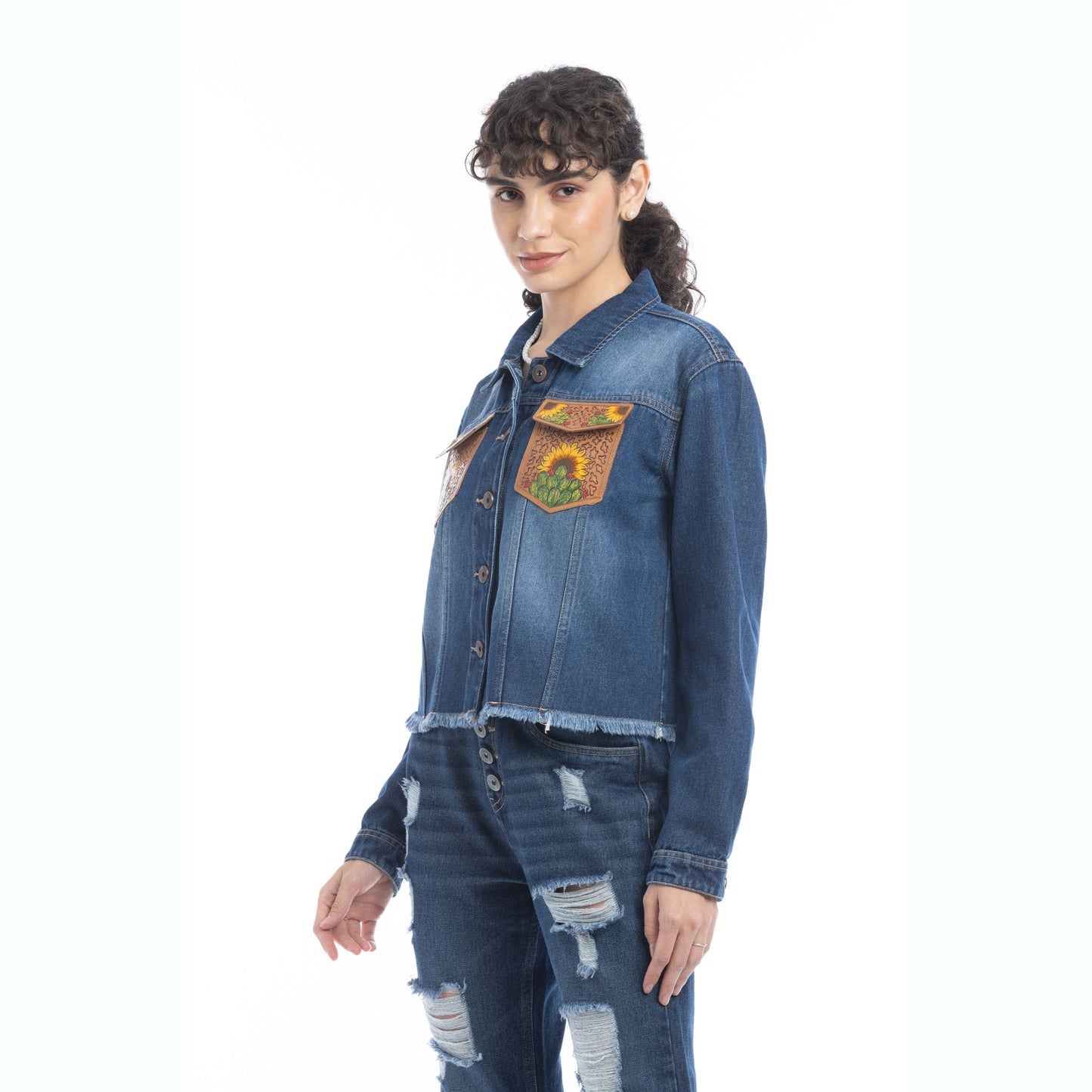 Myra Azalea Prairie Cactus Accent Denim Jacket