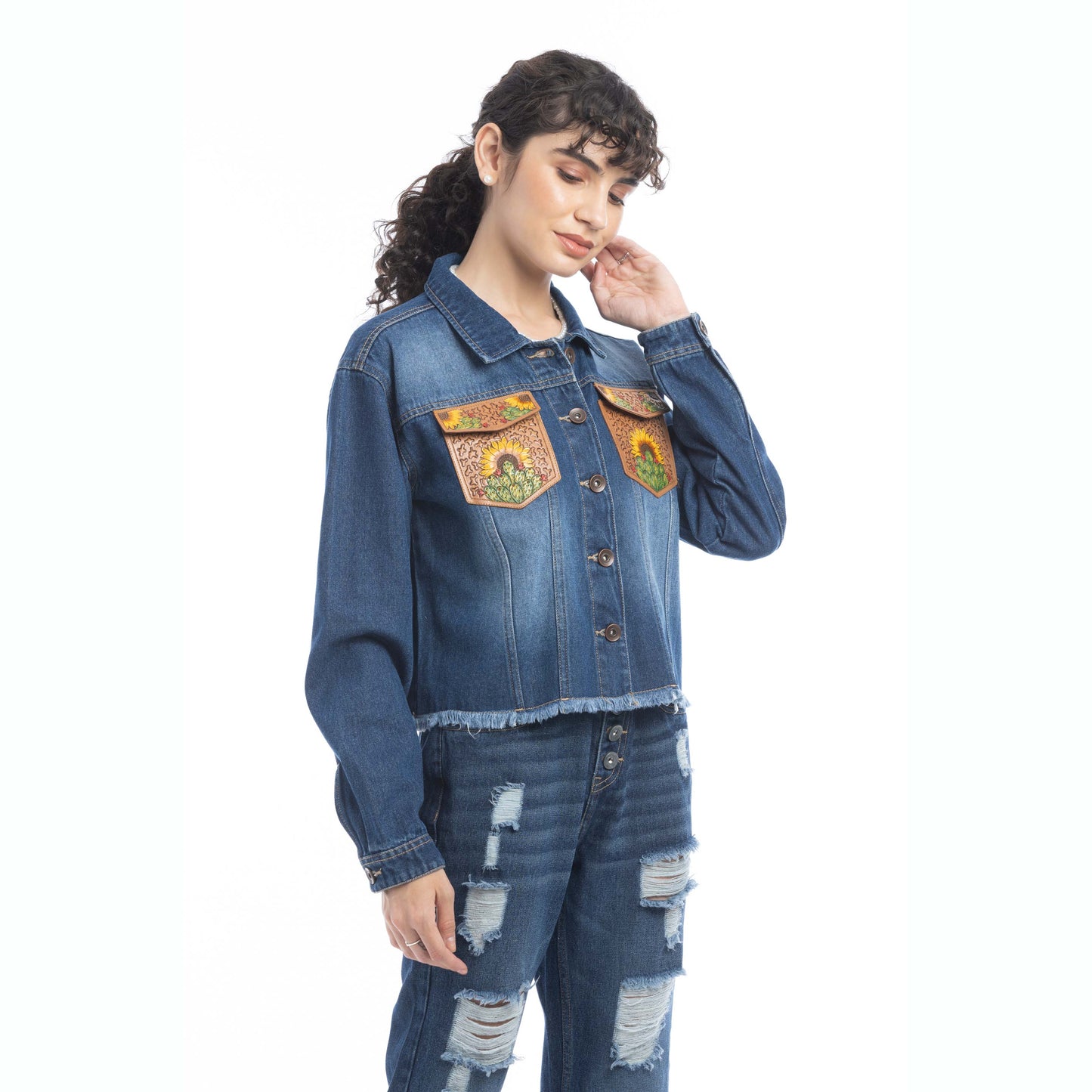 Myra Azalea Prairie Cactus Accent Denim Jacket