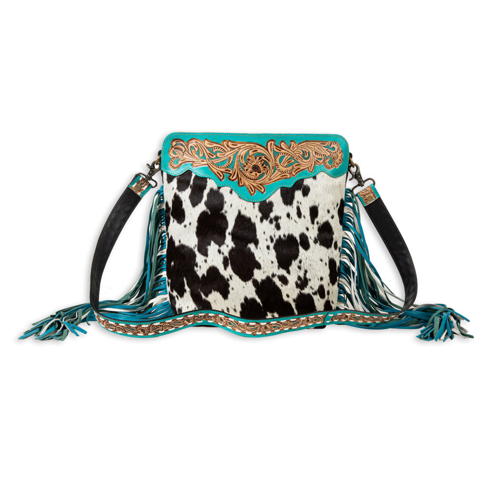 Myra Pony Trail Fringed Hand-Tooled Bag