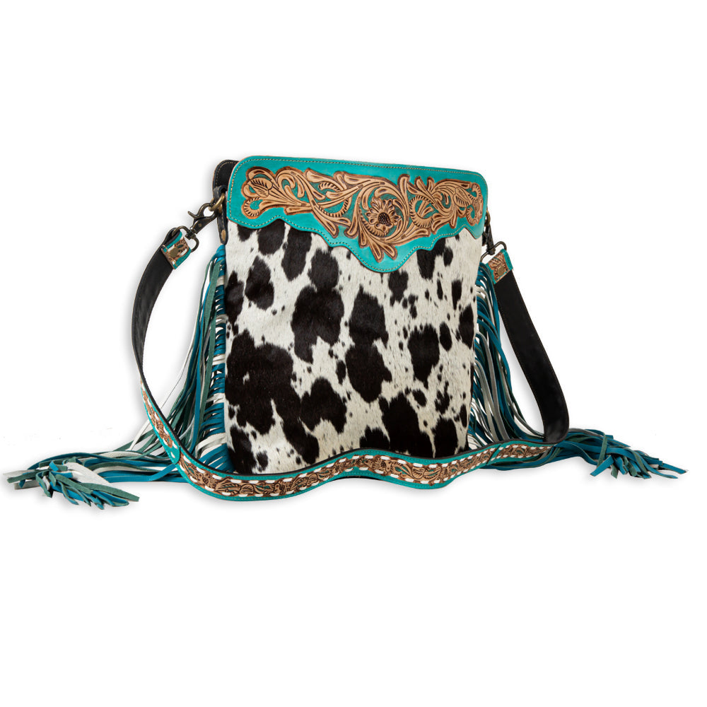 Myra Pony Trail Fringed Hand-Tooled Bag