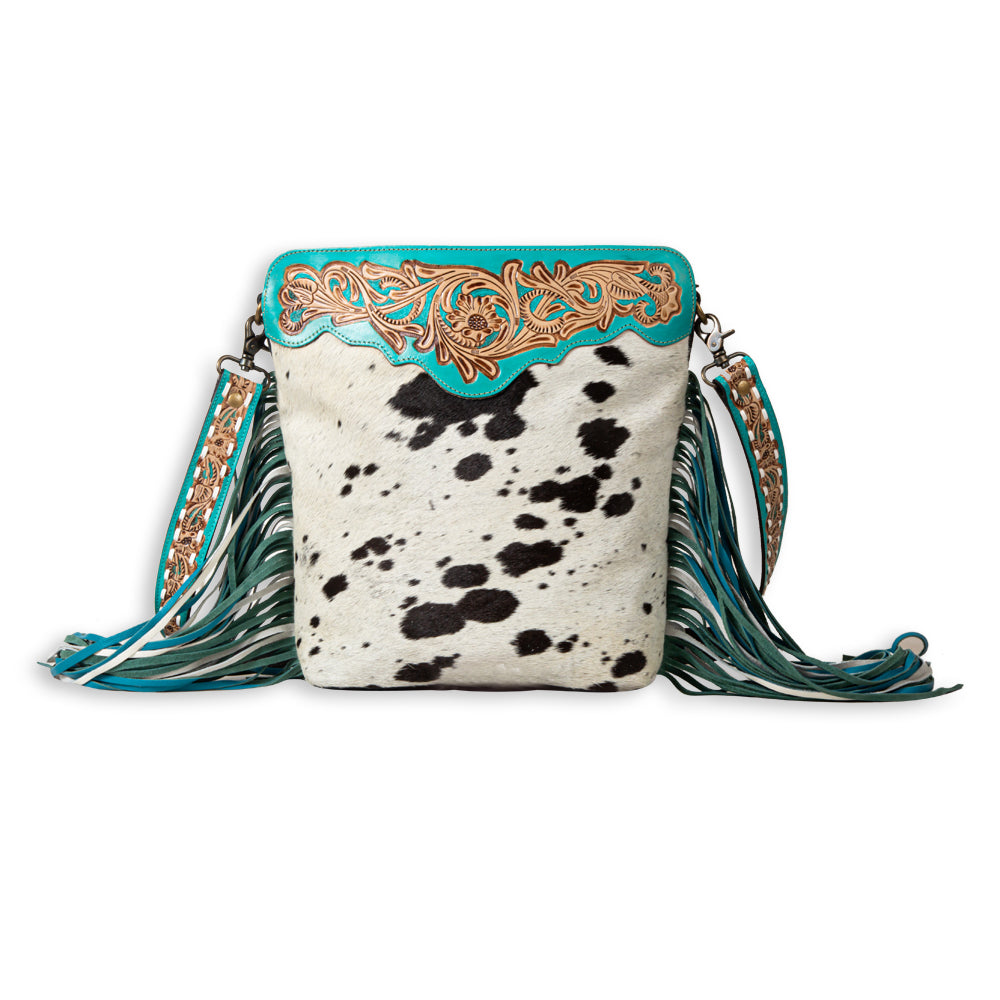 Myra Pony Trail Fringed Hand-Tooled Bag