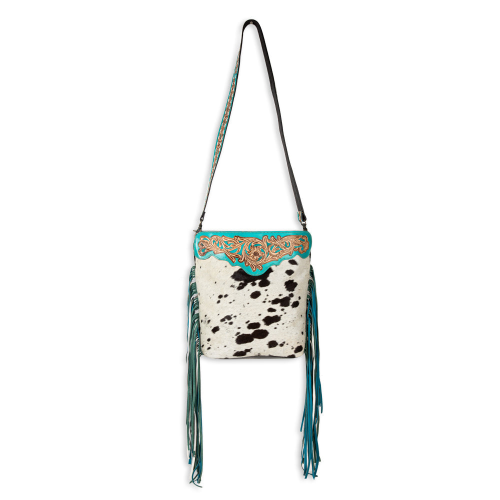 Myra Pony Trail Fringed Hand-Tooled Bag
