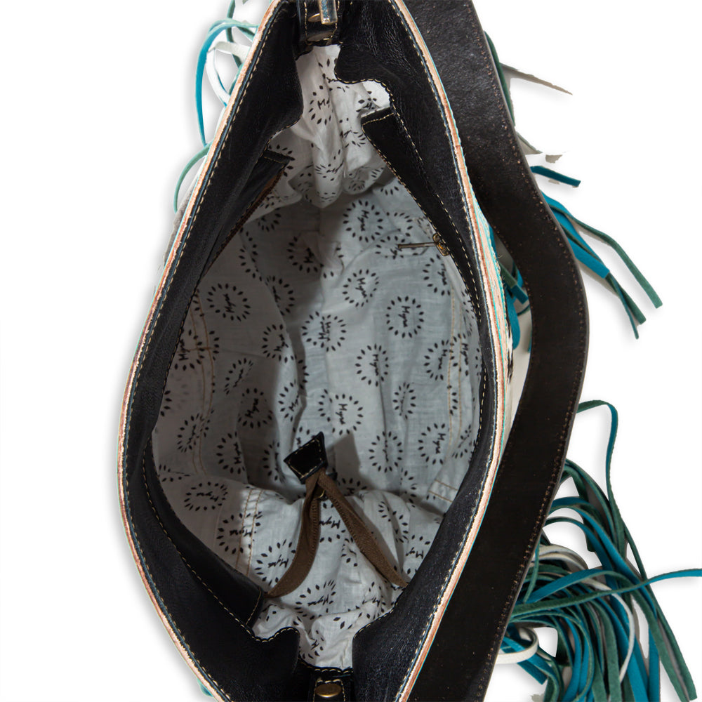 Myra Pony Trail Fringed Hand-Tooled Bag