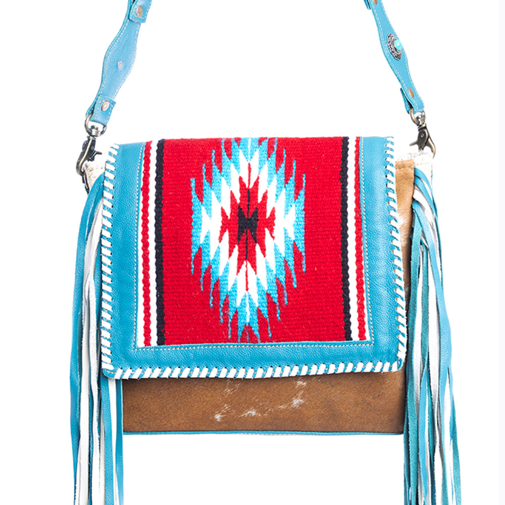 Myra Zunia Leather & Hairon Bag in River Blue