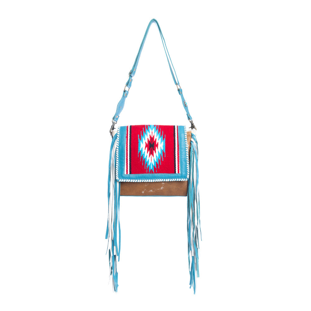 Myra Zunia Leather & Hairon Bag in River Blue