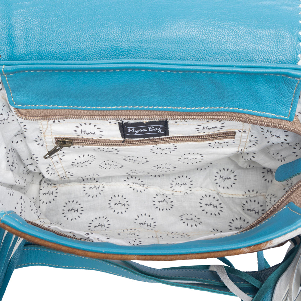 Myra Zunia Leather & Hairon Bag in River Blue