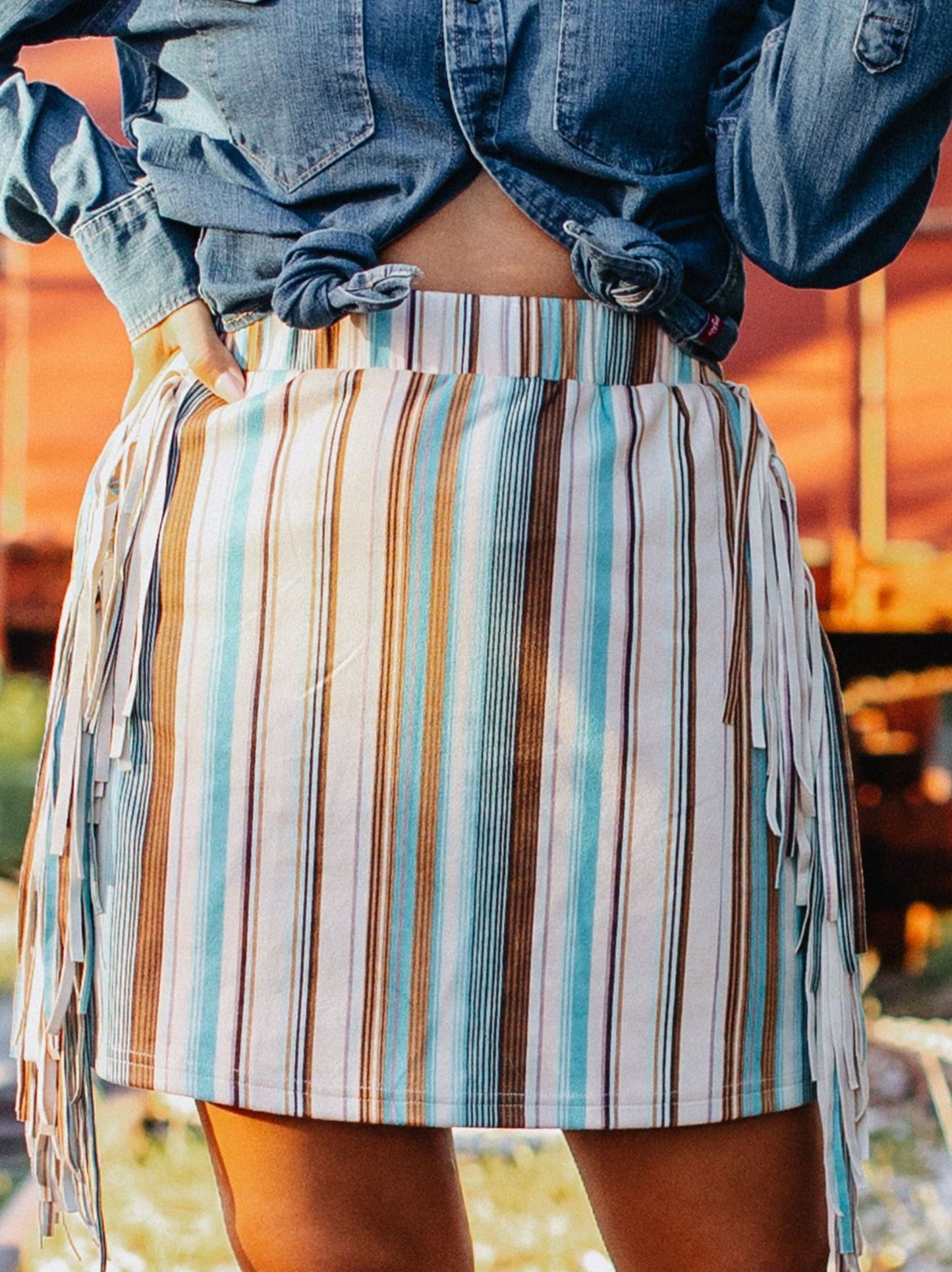 Rodeo Ready Serape Fringe Skirt 3XL