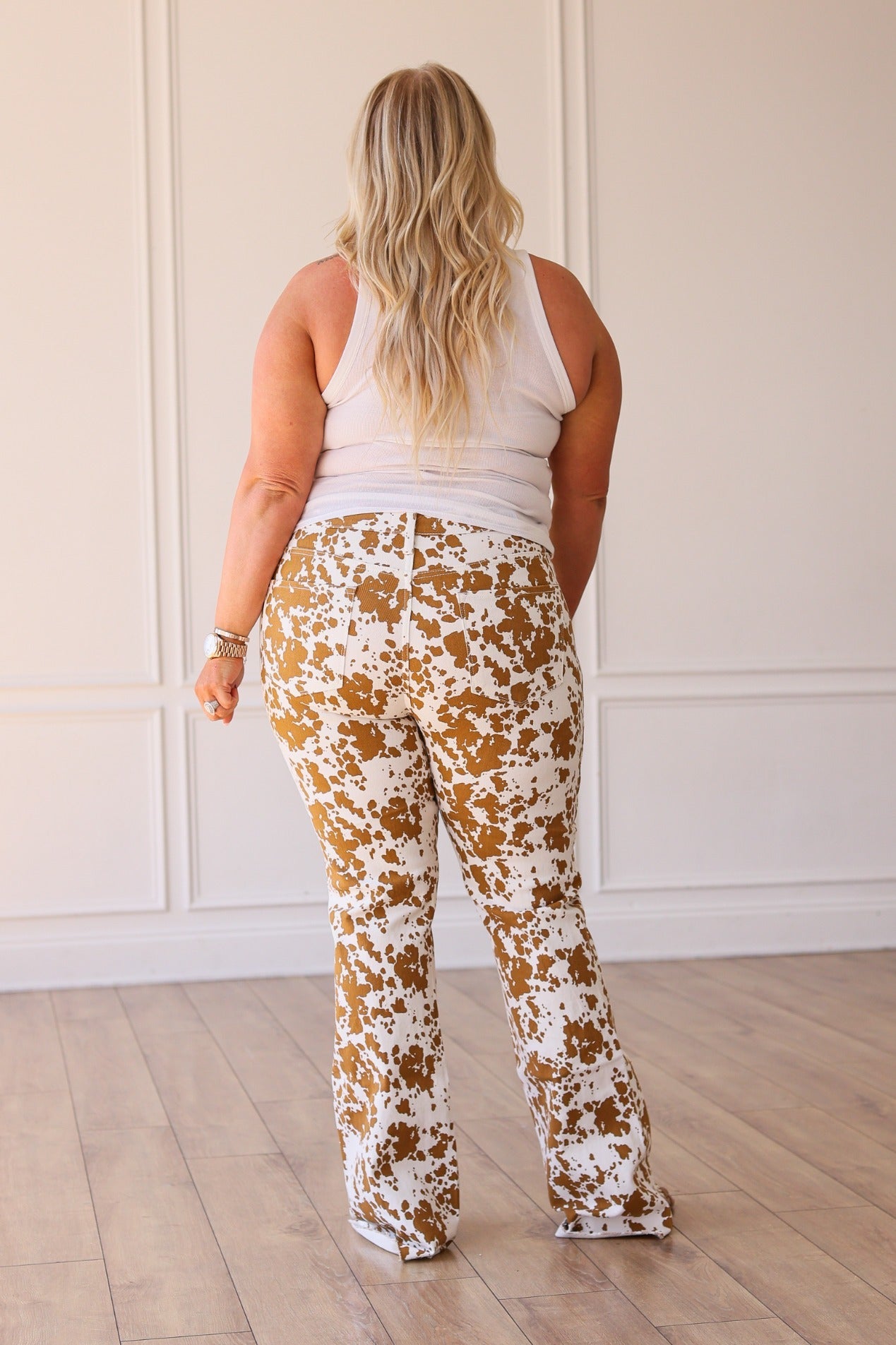 The Sadie Cowhide Flare With Fray Hem 34" inseam