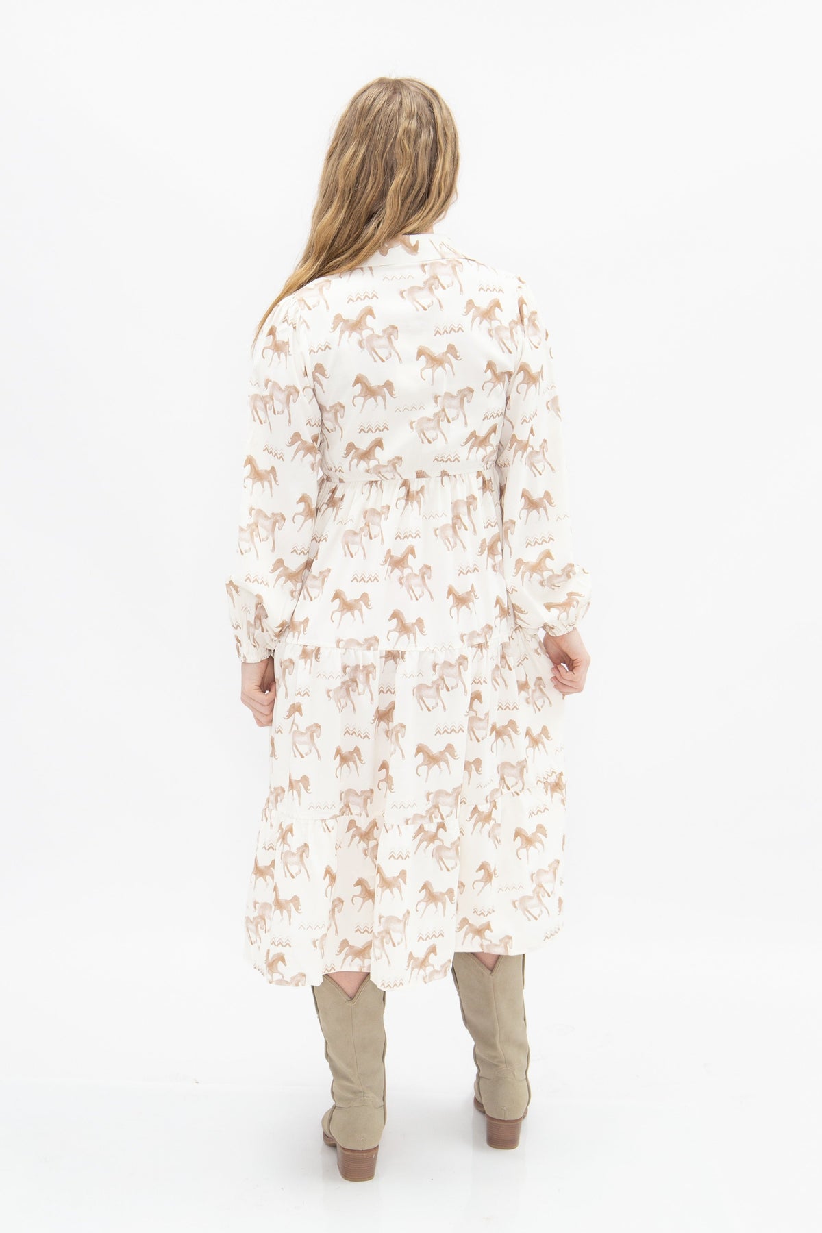 Western Horse Print Shirt Dress