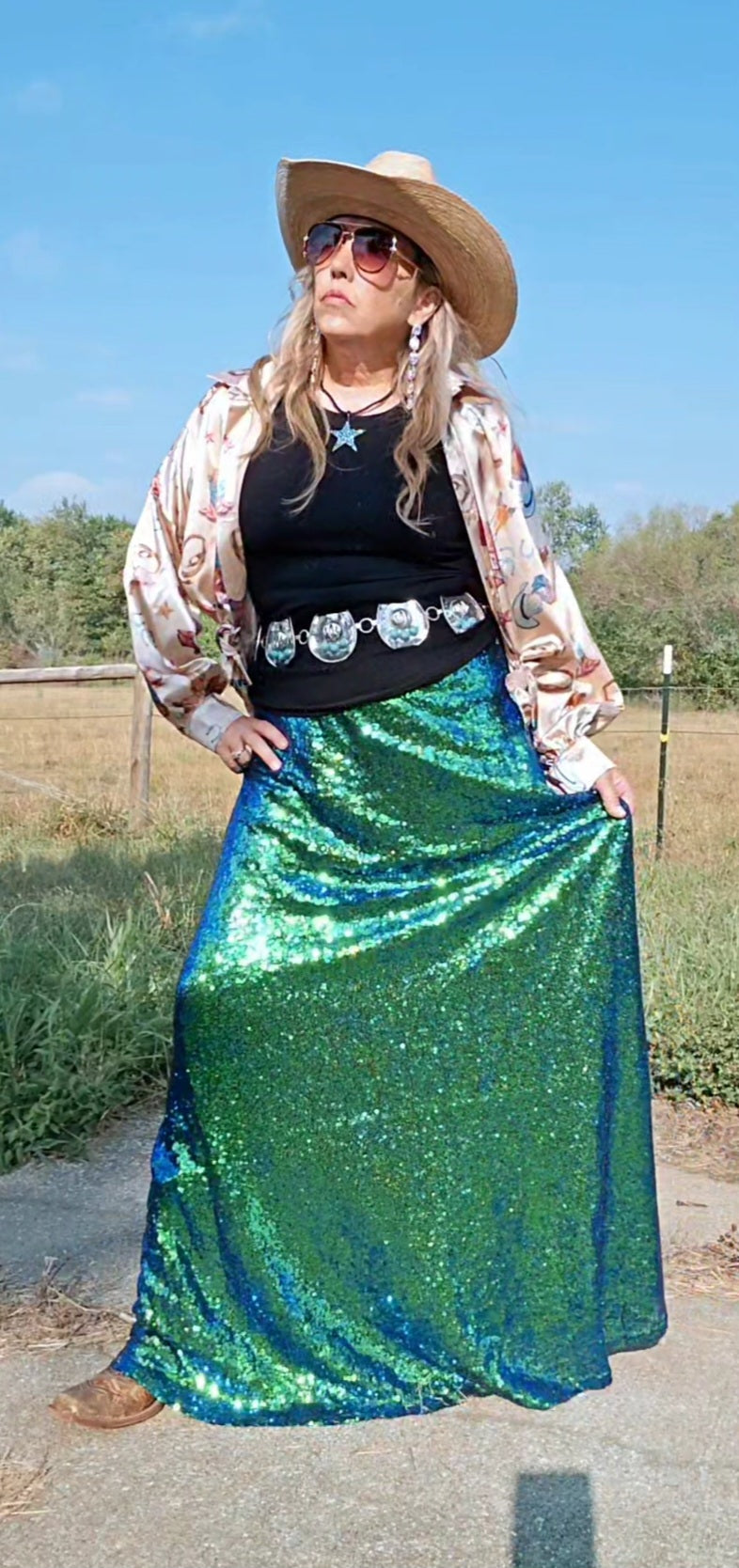 Excalibur Mermaid Sequin Maxi Skirt