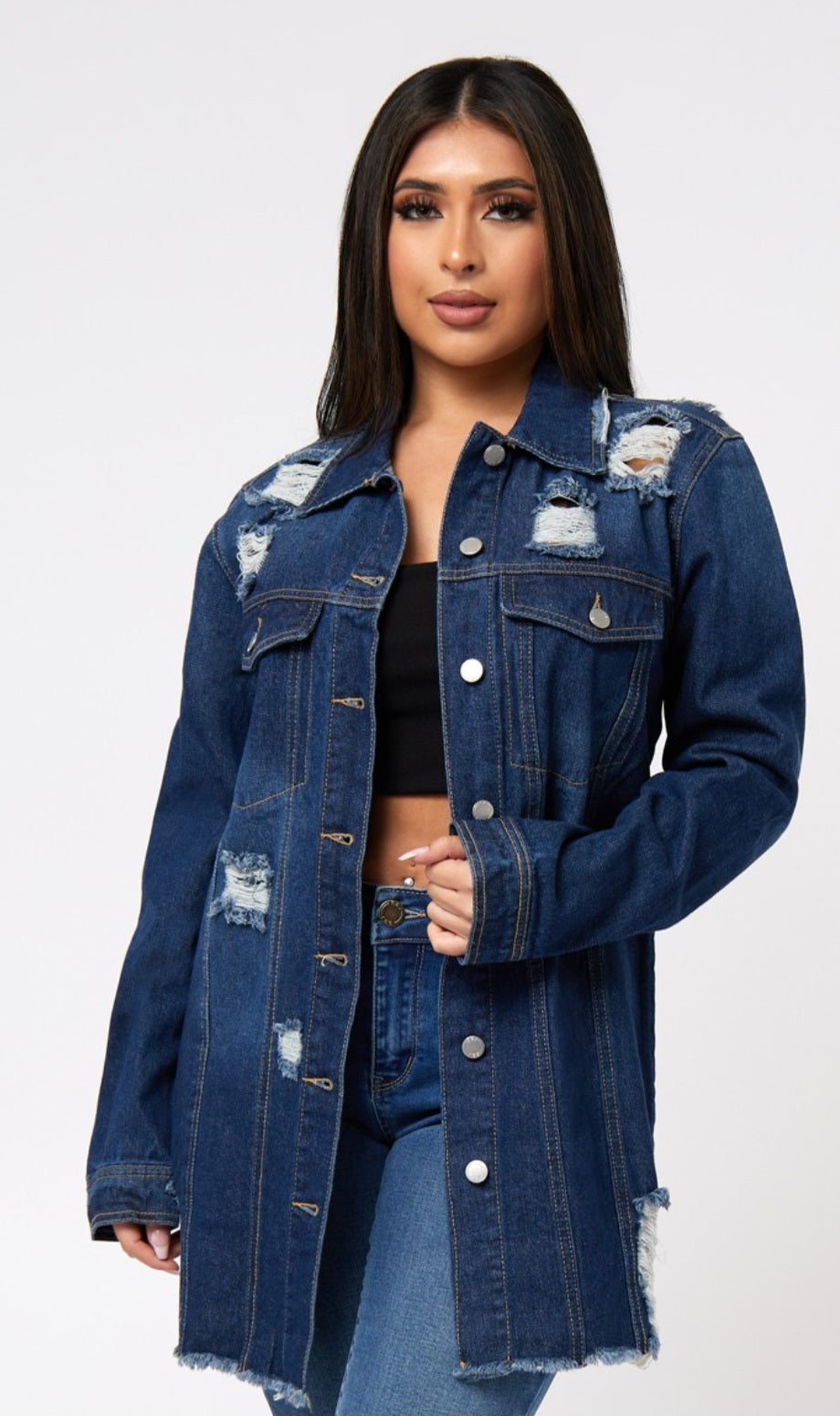 distressed denim jacket