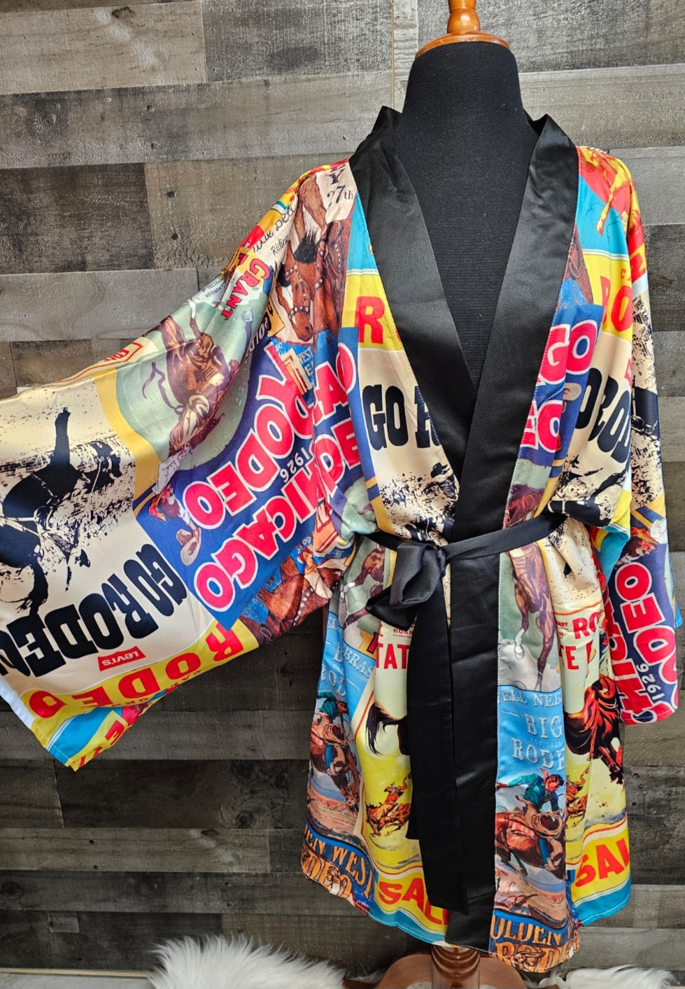 Vintage Rodeo Poster Women's Lounge Kimono Robe